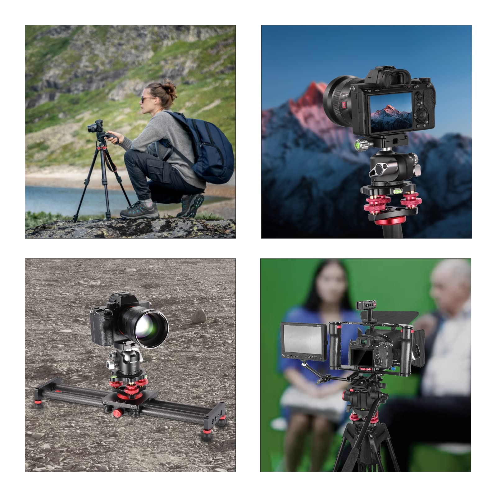 NEEWER Tripod Head Leveling Base Camera Leveler Aircraft Grade Aluminum Alloy 3 Axis Tri Wheel Head for Macro Panoramic Photography - View 8 of 8