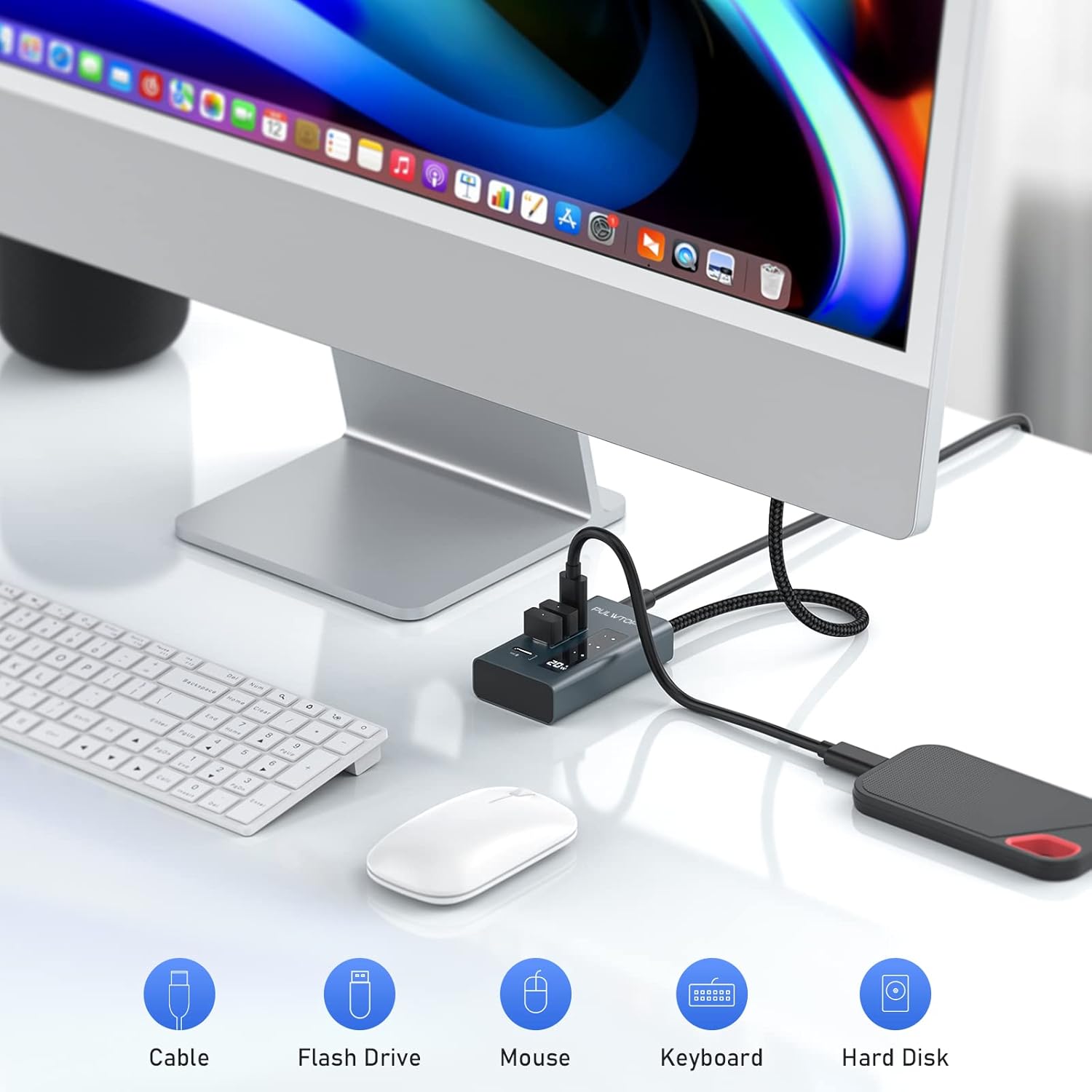 PULWTOP PULWTOP USB C Hub 4 in 1 10Gbps Multiport Adapter for Laptop Data and Charging Compatible with iMac MacBook Pro Air and iPad - View 3 of 6