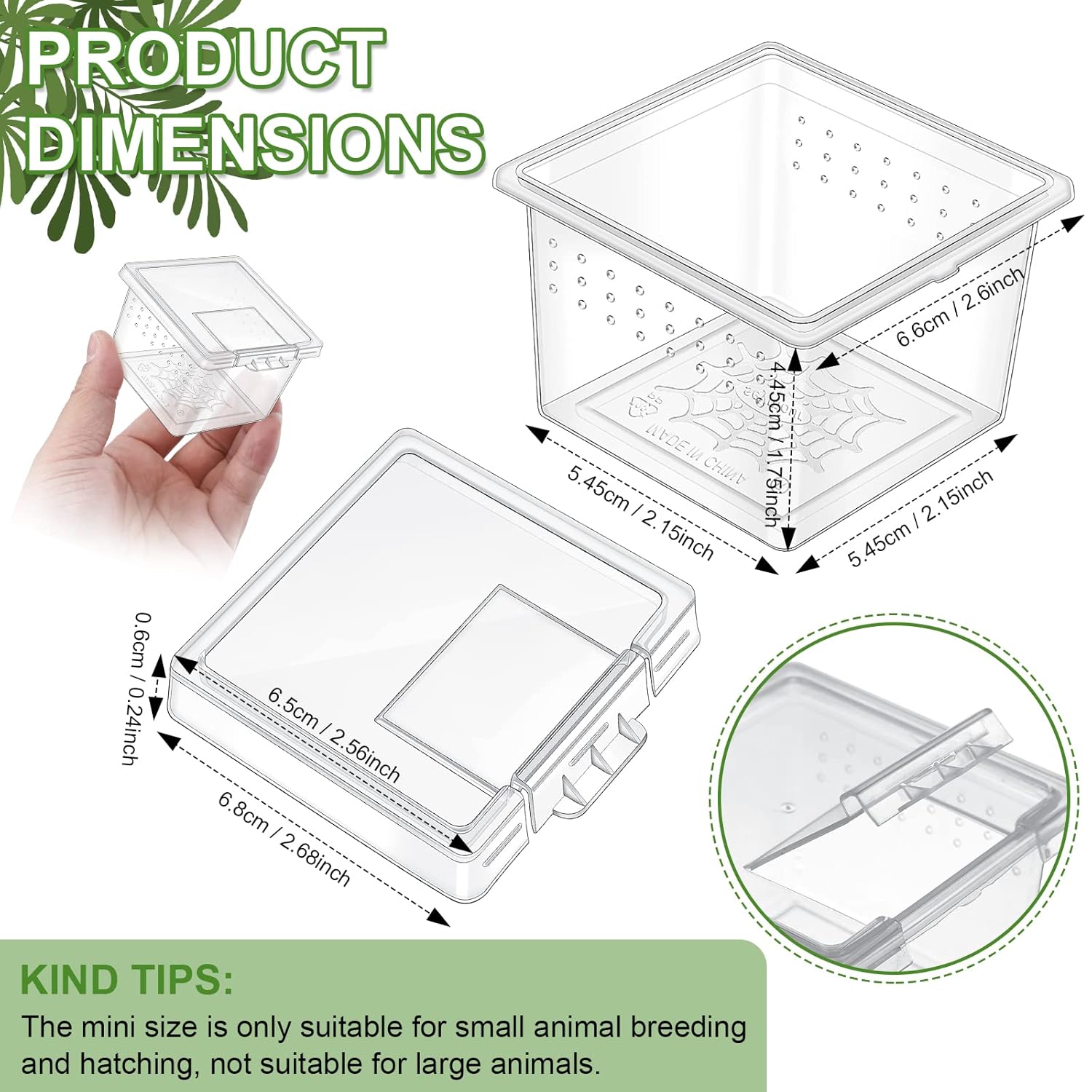 Nuanchu 20 Pcs Insect Spider Terrariums Breeding Box Transparent Reptile Hatching Container for Scorpion Gecko Tortoise Centipede Tarantula - View 2 of 7