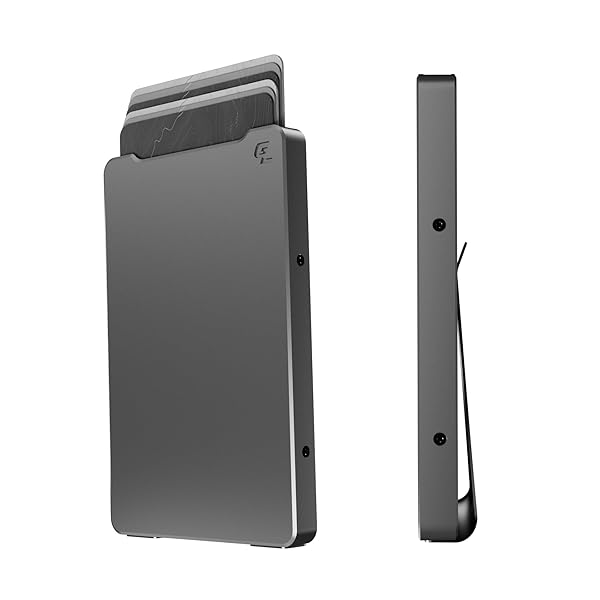 Groove Life Groove Life Gun Metal Wallet: Minimalist Aluminum Card Holder with RFID Blocking & Money Clip for Men