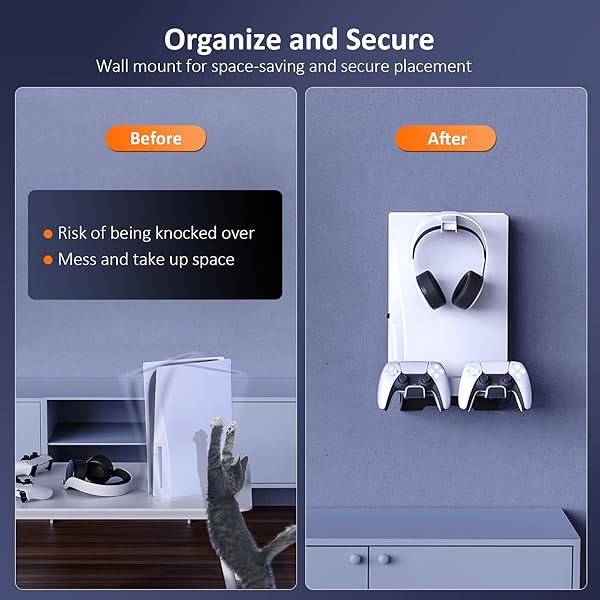 NexiGo Upgrade Your Gaming: NexiGo PS5 Wall Mount Kit with Charging Station & Dual Controller Chargers - Compatible with PS5 & PS5 Pro - View 5 of 10