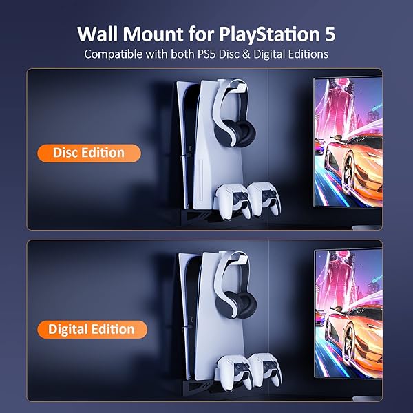NexiGo Upgrade Your Gaming: NexiGo PS5 Wall Mount Kit with Charging Station & Dual Controller Chargers - Compatible with PS5 & PS5 Pro - View 7 of 10