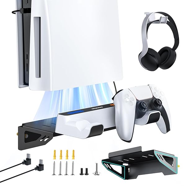 NexiGo Upgrade Your Gaming: NexiGo PS5 Wall Mount Kit with Charging Station & Dual Controller Chargers - Compatible with PS5 & PS5 Pro - View 2 of 10