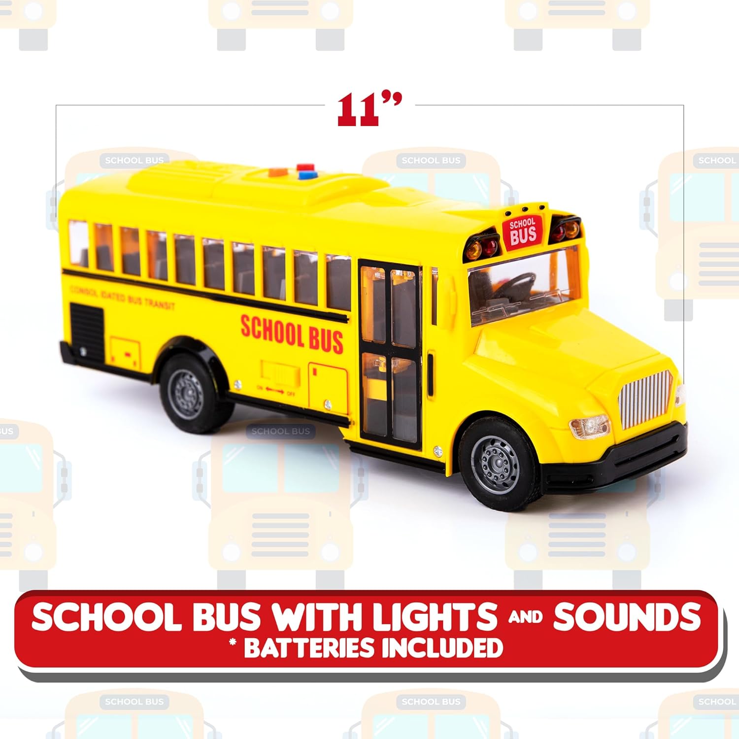 ArtCreativity ArtCreativity Yellow School Bus Toy with Flashing Lights and Sound Friction Powered 1/16 Scale Ideal Easter Gift for Kids Ages 3 and Up - View 2 of 7
