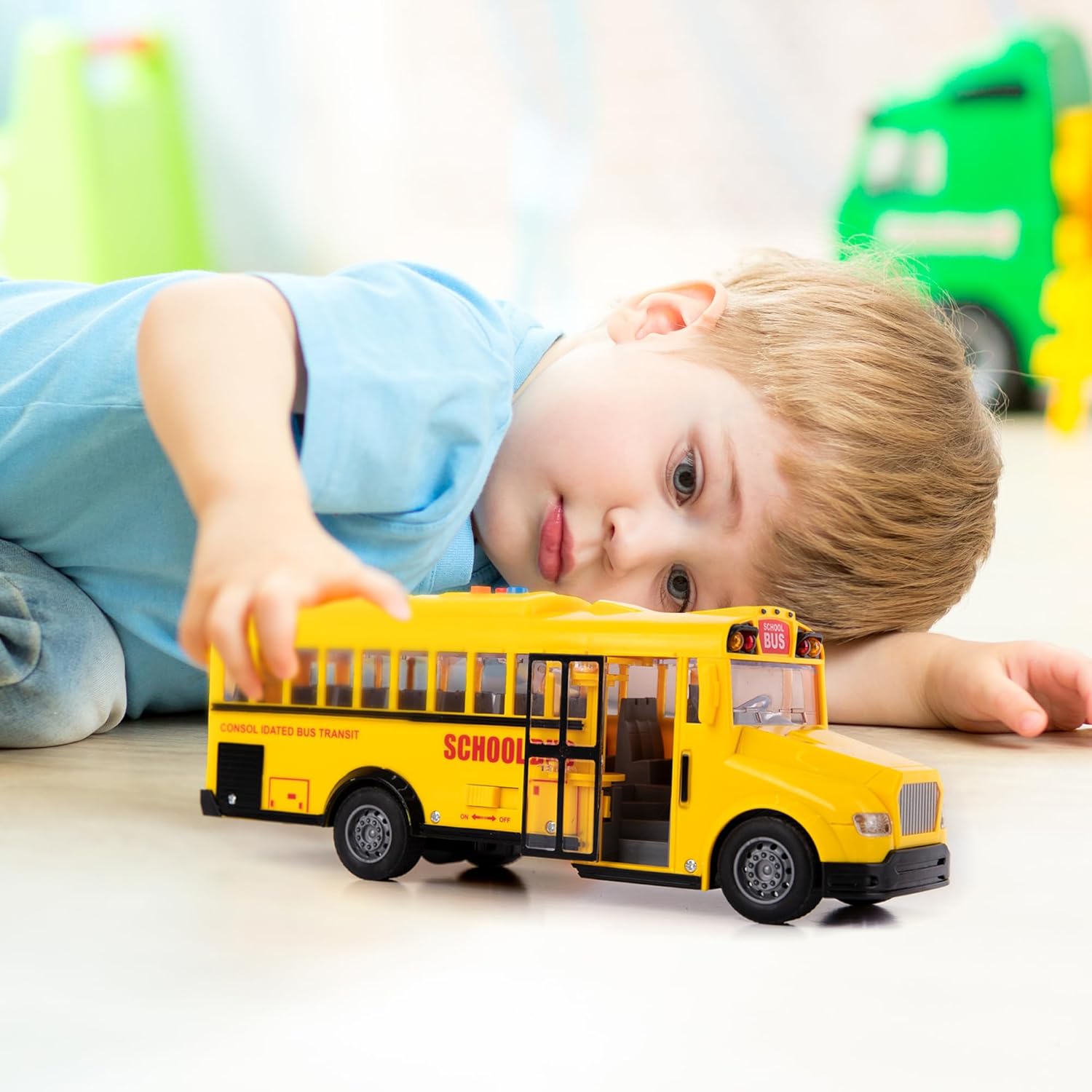 ArtCreativity ArtCreativity Yellow School Bus Toy with Flashing Lights and Sound Friction Powered 1/16 Scale Ideal Easter Gift for Kids Ages 3 and Up - View 5 of 7