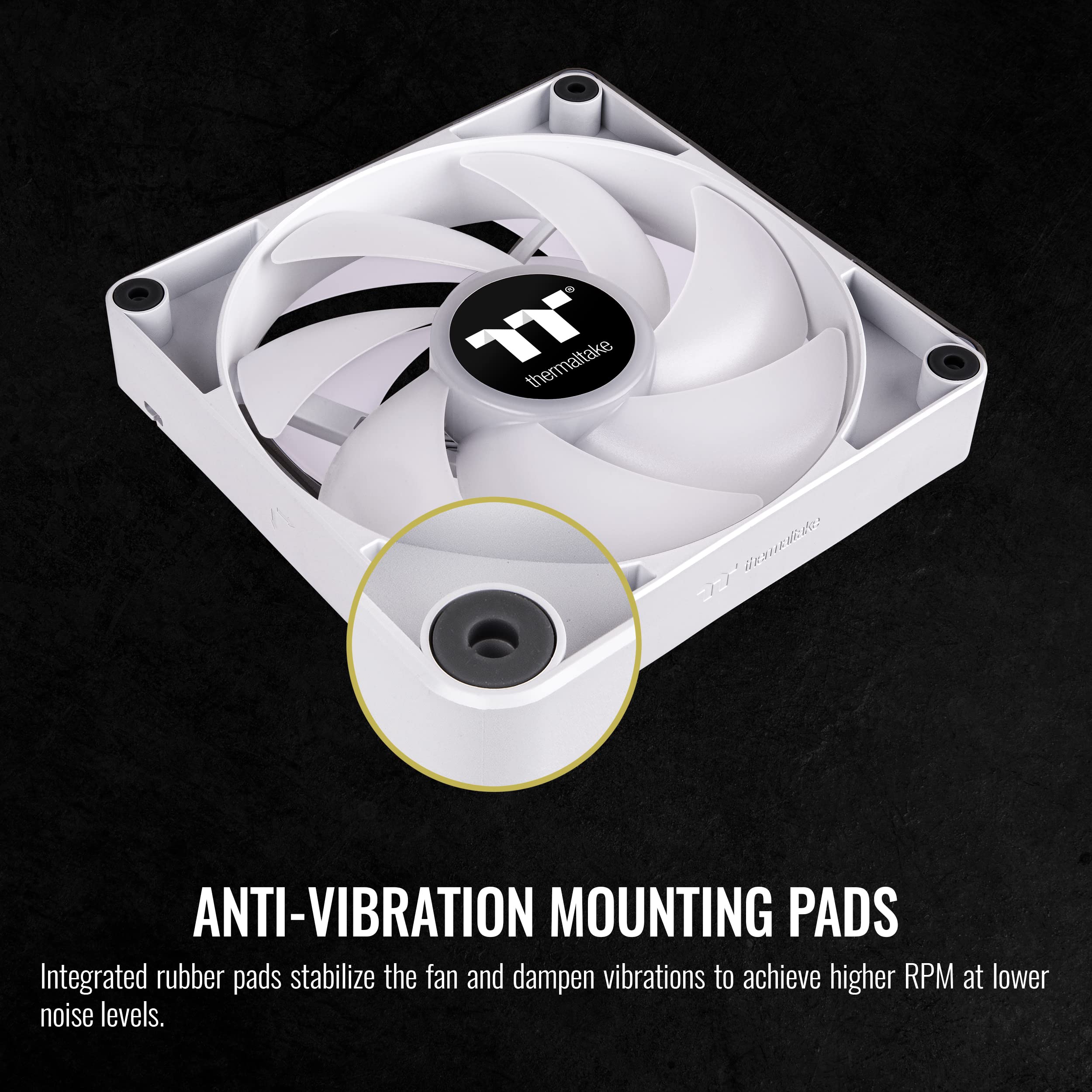 Thermaltake Thermaltake CT140 ARGB Sync White PC Cooling Fan 2 Pack 140mm with 16.8 Million Colors and 9 Addressable LEDs for Radiator and Case - View 5 of 6