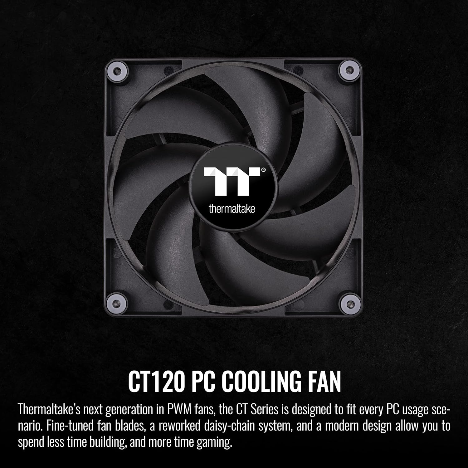 Thermaltake Thermaltake CT120 120mm PC Cooling Fan 2-Fan Pack Hydraulic Bearing Anti-Vibration Design Up to 2000 RPM Black CL-F147-PL12BL-A - View 2 of 6