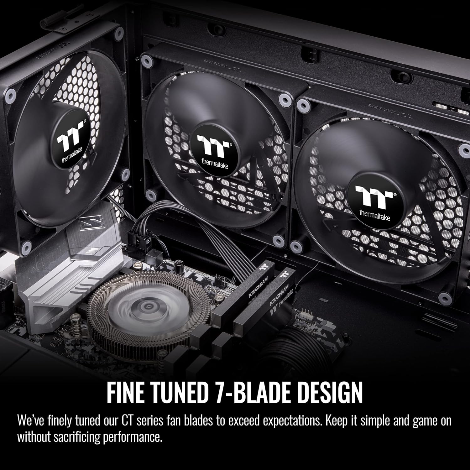 Thermaltake Thermaltake CT120 120mm PC Cooling Fan 2-Fan Pack Hydraulic Bearing Anti-Vibration Design Up to 2000 RPM Black CL-F147-PL12BL-A - View 3 of 6