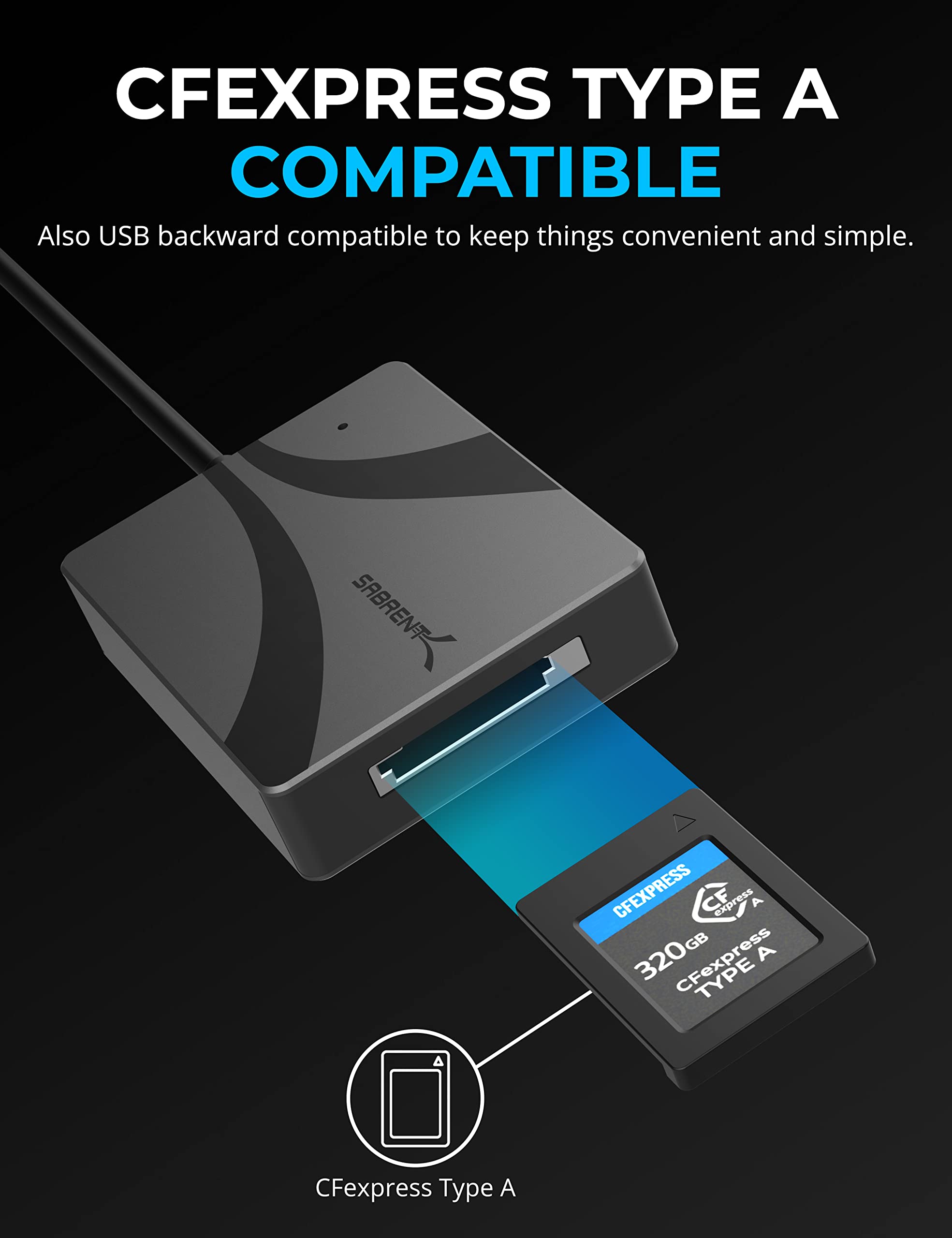 SABRENT SABRENT USB Type C CFexpress Type A Card Reader CR-CFXA Fast Data Transfer and High Performance - View 4 of 6
