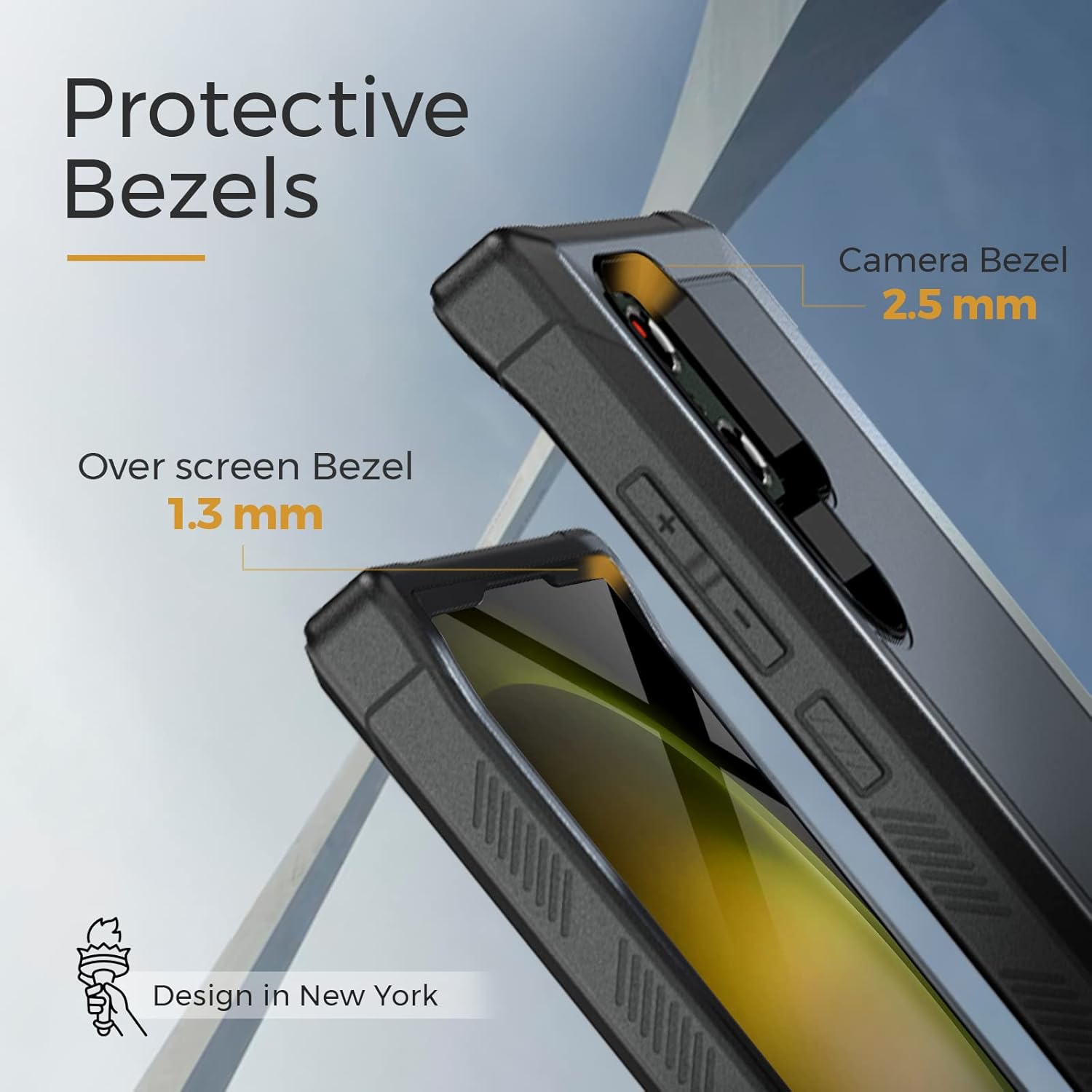 MOTIVE MOTIVE Heavy Duty Shockproof Case for Samsung Galaxy S23 Ultra Military Grade Rugged Protection Black Bunker Series Designed in New York - View 4 of 7