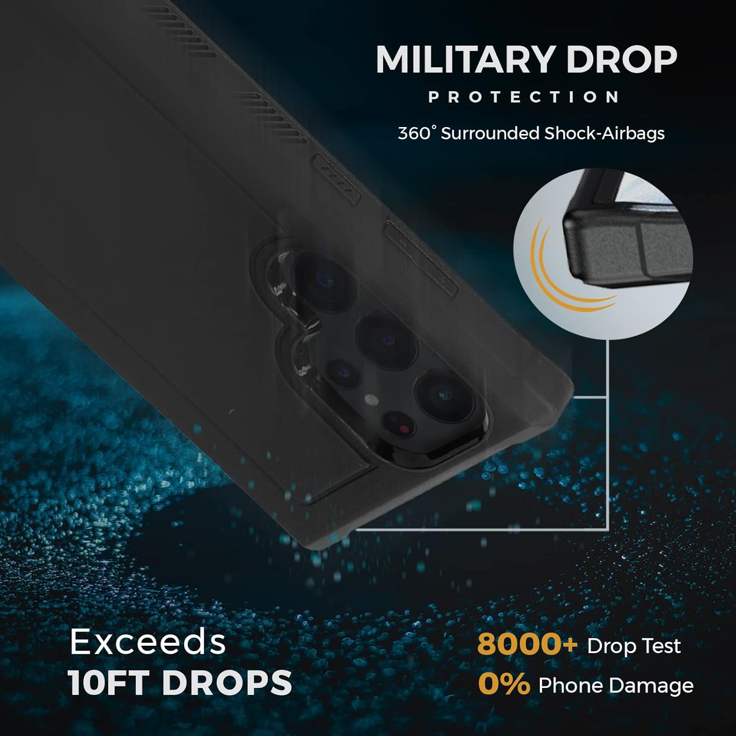 MOTIVE MOTIVE Heavy Duty Shockproof Case for Samsung Galaxy S23 Ultra Military Grade Rugged Protection Black Bunker Series Designed in New York - View 5 of 7