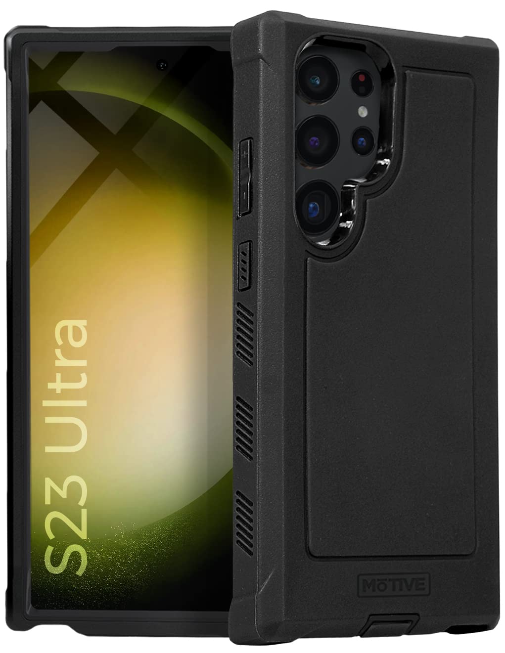 MOTIVE MOTIVE Heavy Duty Shockproof Case for Samsung Galaxy S23 Ultra Military Grade Rugged Protection Black Bunker Series Designed in New York