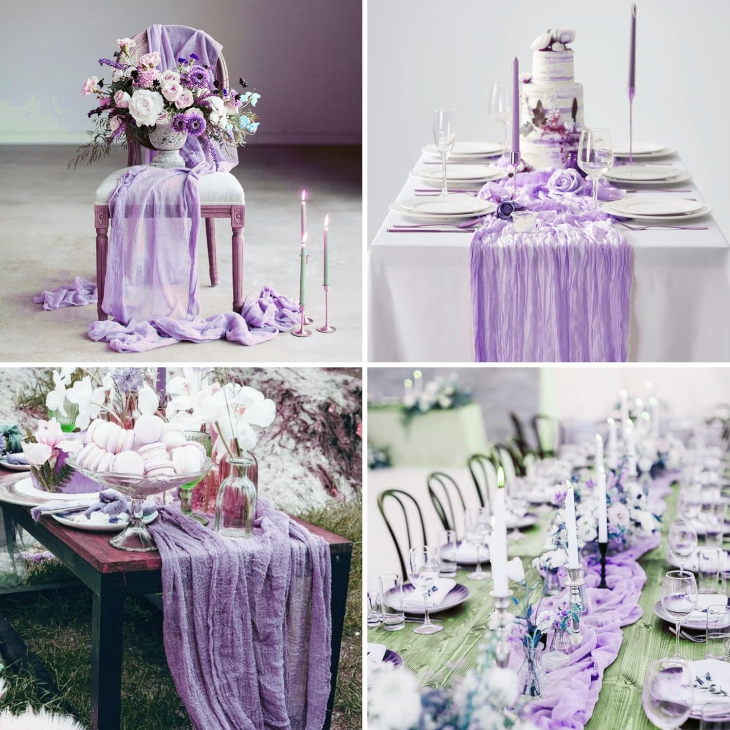 SATULGAU 15 Pack Lavender Cheesecloth Table Runner 10Ft Boho Gauze 35x120 Inch for Wedding Birthday Party Engagement Baby Shower Decor - View 8 of 9