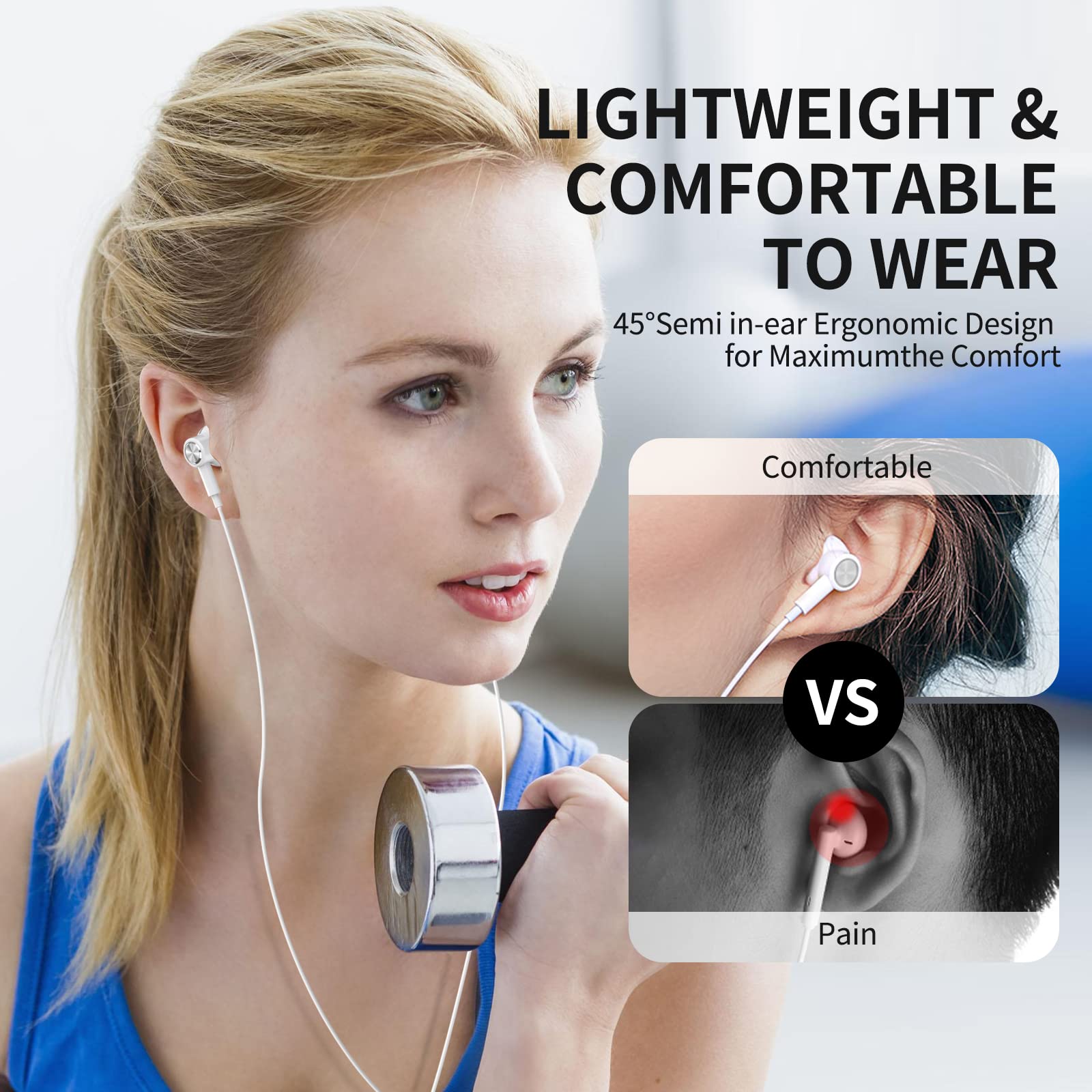 Wired Earphones 3.5mm Jack Headphones with Microphone for Samsung Galaxy A25 A15 A14 A23 A52 S10, Noise Cancelling Wire Earbuds with Case Magnetic - View 3 of 7