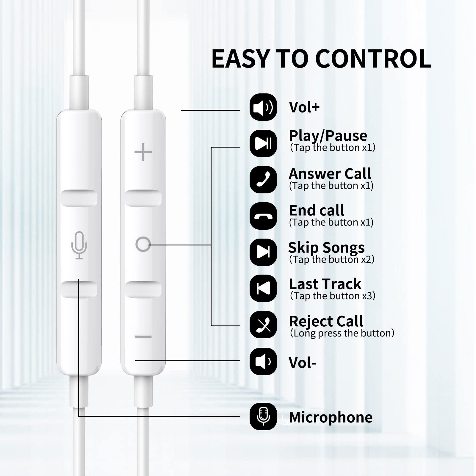 Wired Earphones 3.5mm Jack Headphones with Microphone for Samsung Galaxy A25 A15 A14 A23 A52 S10, Noise Cancelling Wire Earbuds with Case Magnetic - View 5 of 7