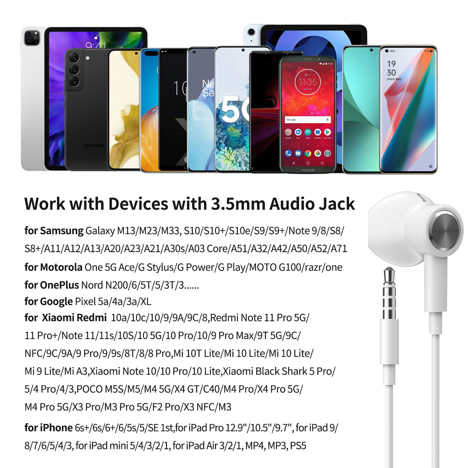 Wired Earphones 3.5mm Jack Headphones with Microphone for Samsung Galaxy A25 A15 A14 A23 A52 S10, Noise Cancelling Wire Earbuds with Case Magnetic - View 6 of 7