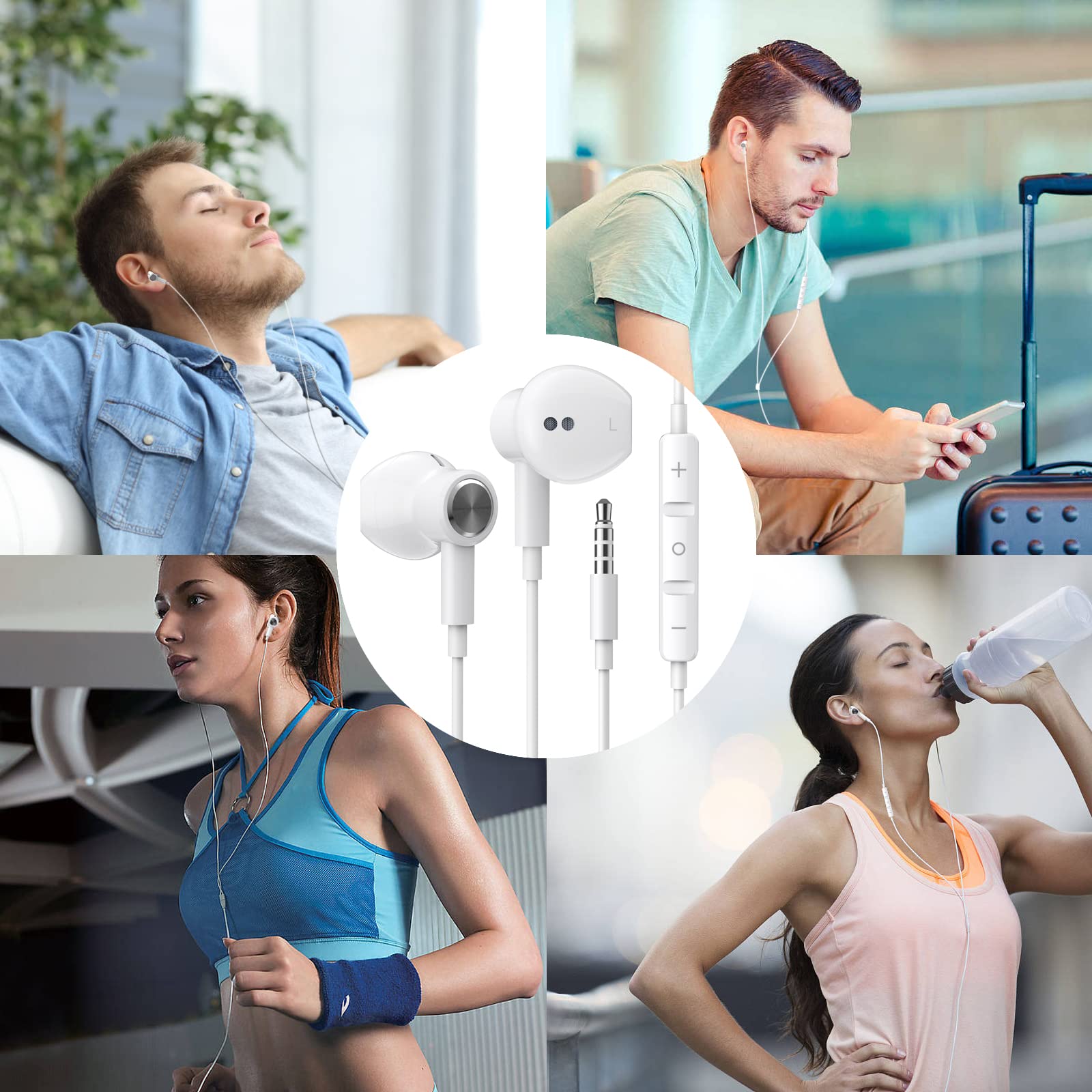 Wired Earphones 3.5mm Jack Headphones with Microphone for Samsung Galaxy A25 A15 A14 A23 A52 S10, Noise Cancelling Wire Earbuds with Case Magnetic - View 7 of 7