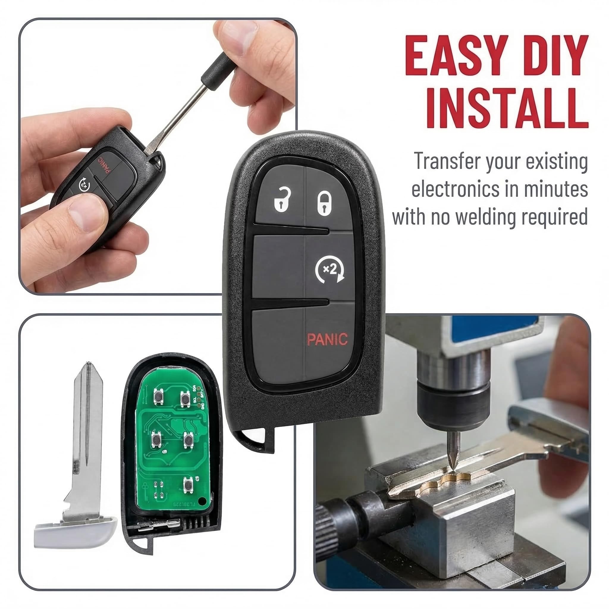 Key Fob Remote Replacement Fits for 2013 2014 2015 2016 2017 2018 Dodge Ram 1500 2500 3500 4500 Laramie Outdoorsman SLT SXT Pickup Truck Smart Car - View 3 of 5