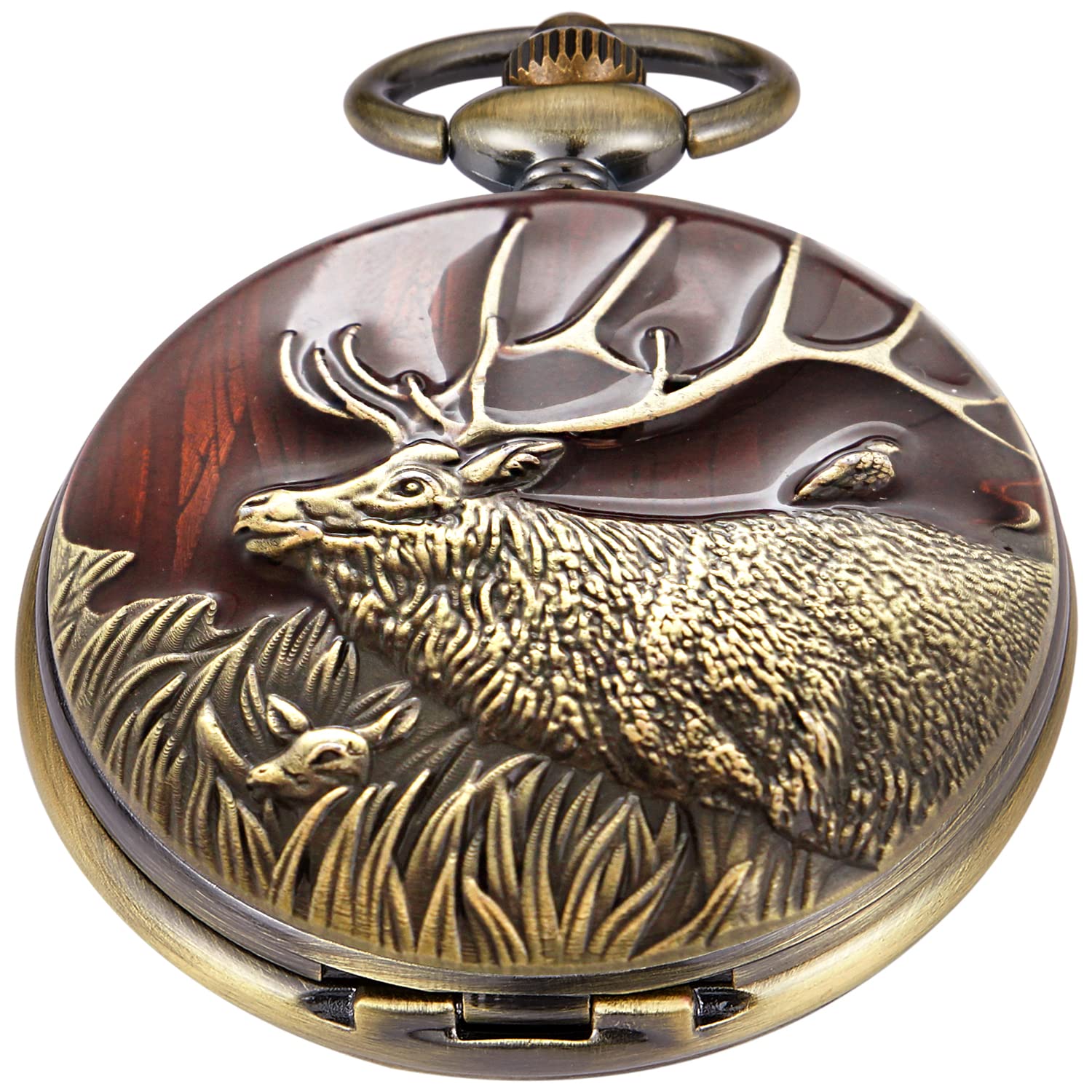 Realpoo Carved Animal Design Pocket Watch for Men with Waist Chain Classic PH001-US - View 2 of 6
