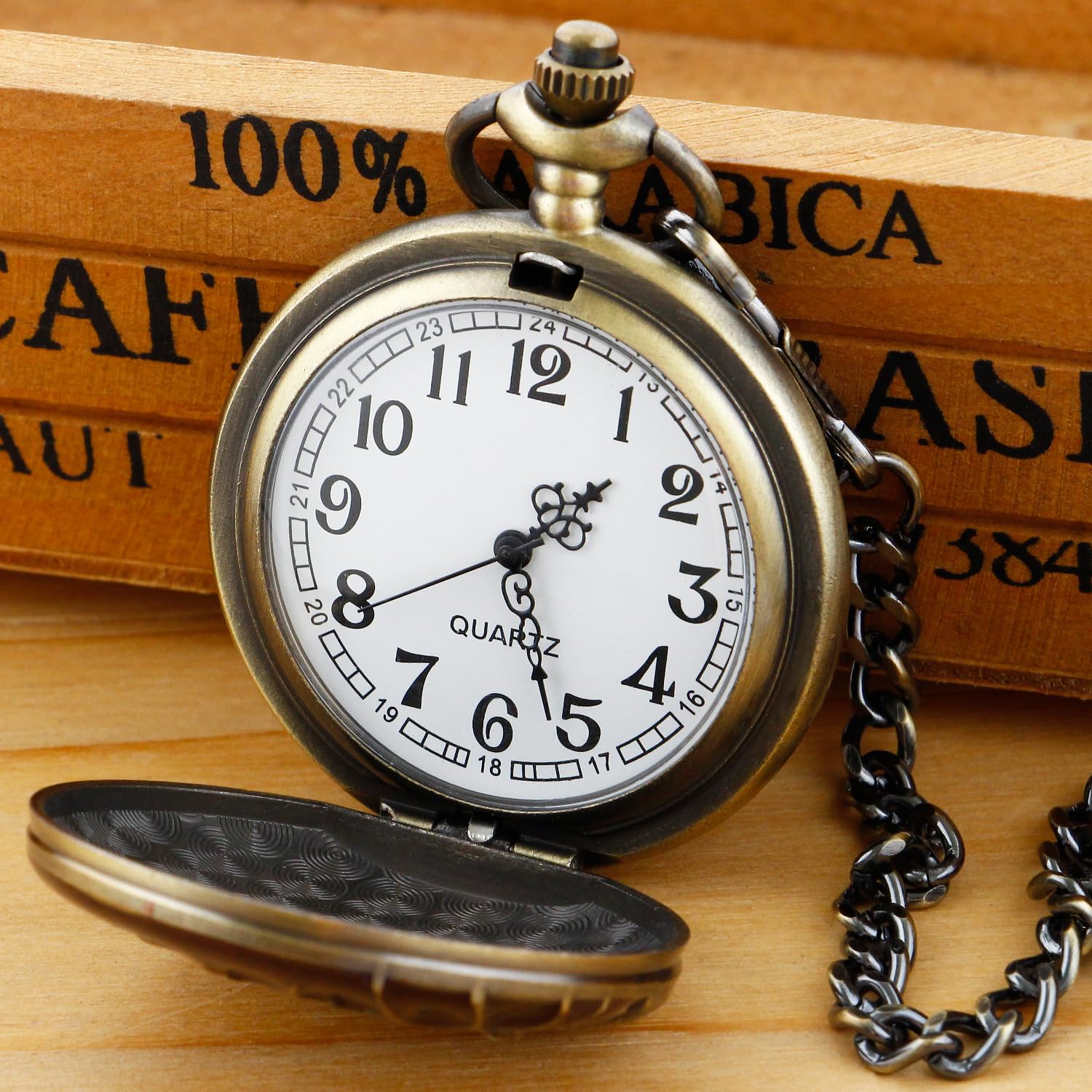 Realpoo Carved Animal Design Pocket Watch for Men with Waist Chain Classic PH001-US - View 4 of 6