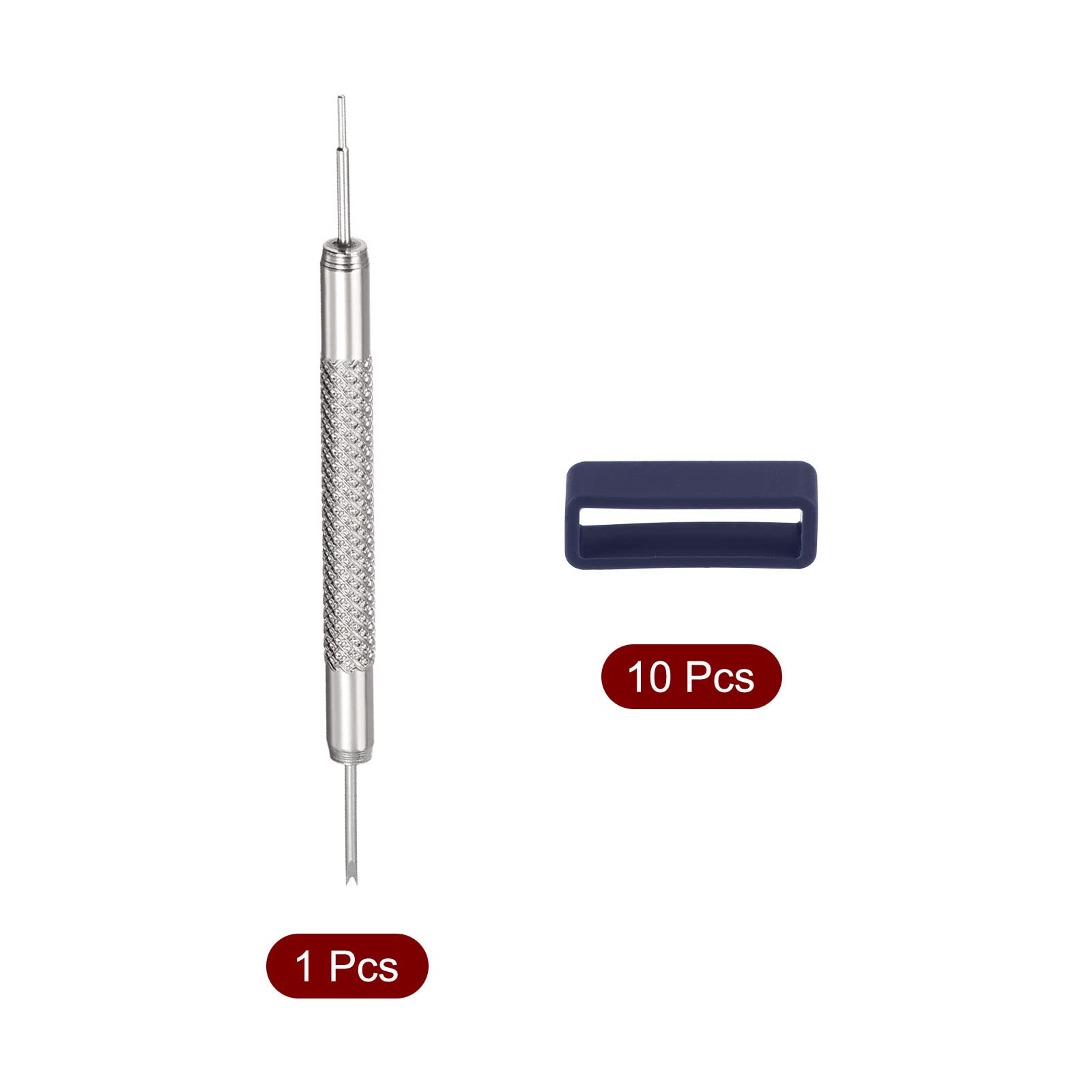 HARFINGTON 10pcs 24mm Rubber Watch Strap Loop Fastener Rings with Spring Bar Tool for Watch Band Repair Dark Blue - View 3 of 5