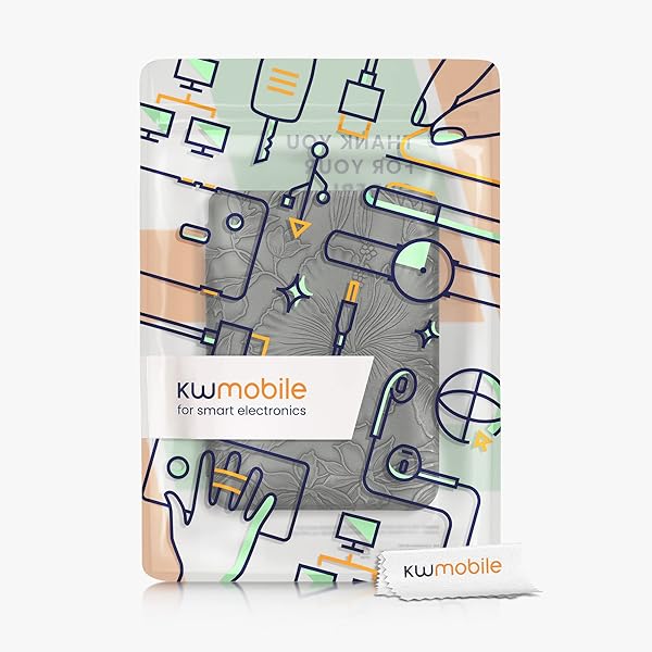 kwmobile KWMobile Kobo Clara 2E & Tolino Shine 4 Case - Green Floral Embossed eReader Cover - View 9 of 10