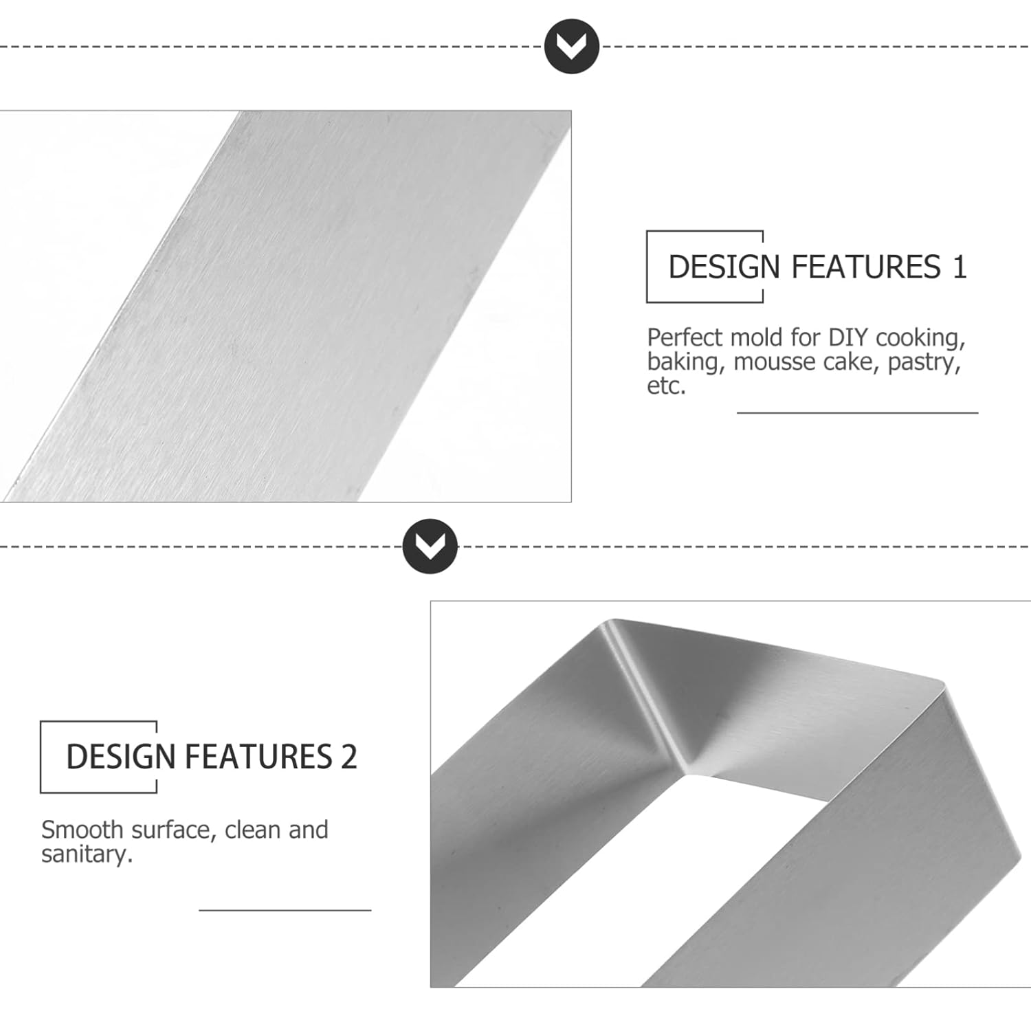 DOITOOL DOITOOL Cookie Cake Set 3Pcs Stainless Steel Mousse Cake Ring Square Cutter Pastry Tool for Birthday Party Desserts - View 4 of 9