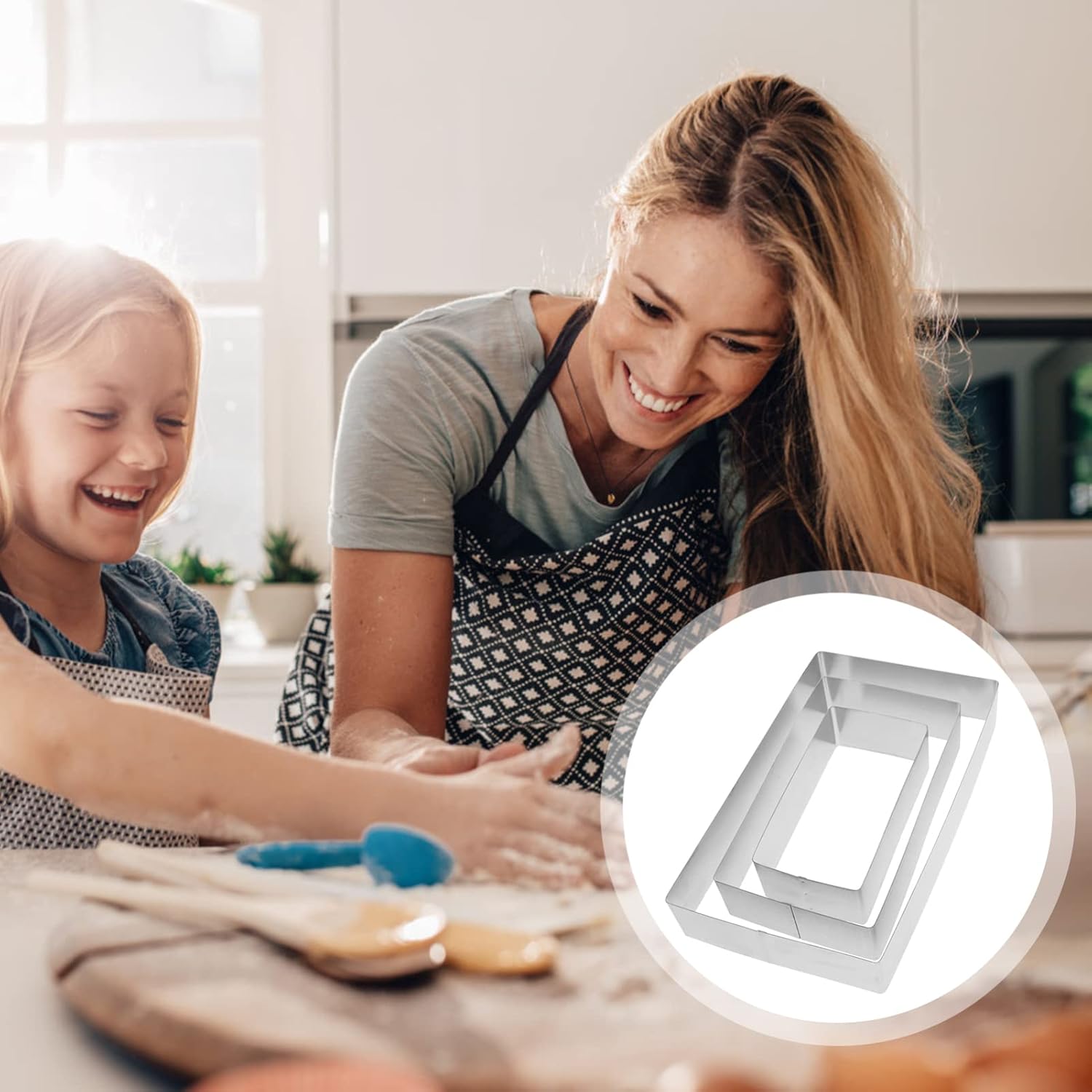 DOITOOL DOITOOL Cookie Cake Set 3Pcs Stainless Steel Mousse Cake Ring Square Cutter Pastry Tool for Birthday Party Desserts - View 8 of 9