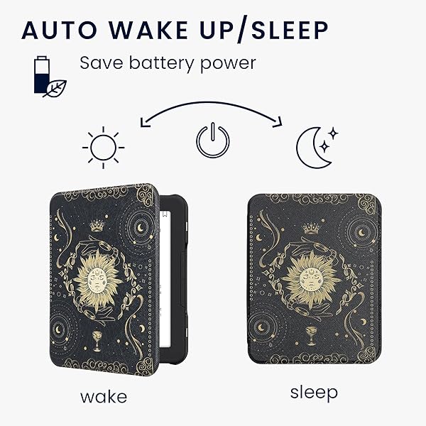 kwmobile KWMobile Tarot Card Case for Barnes & Noble Nook Glowlight 4/4e - Stylish eReader Cover in Dark Blue/Yellow/Black - View 5 of 10