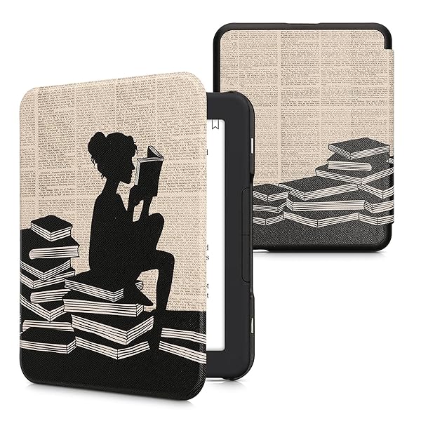 KWMobile Case for Barnes & Noble Nook Glowlight 4/4e - Stylish Black/Beige eReader Cover for Girls