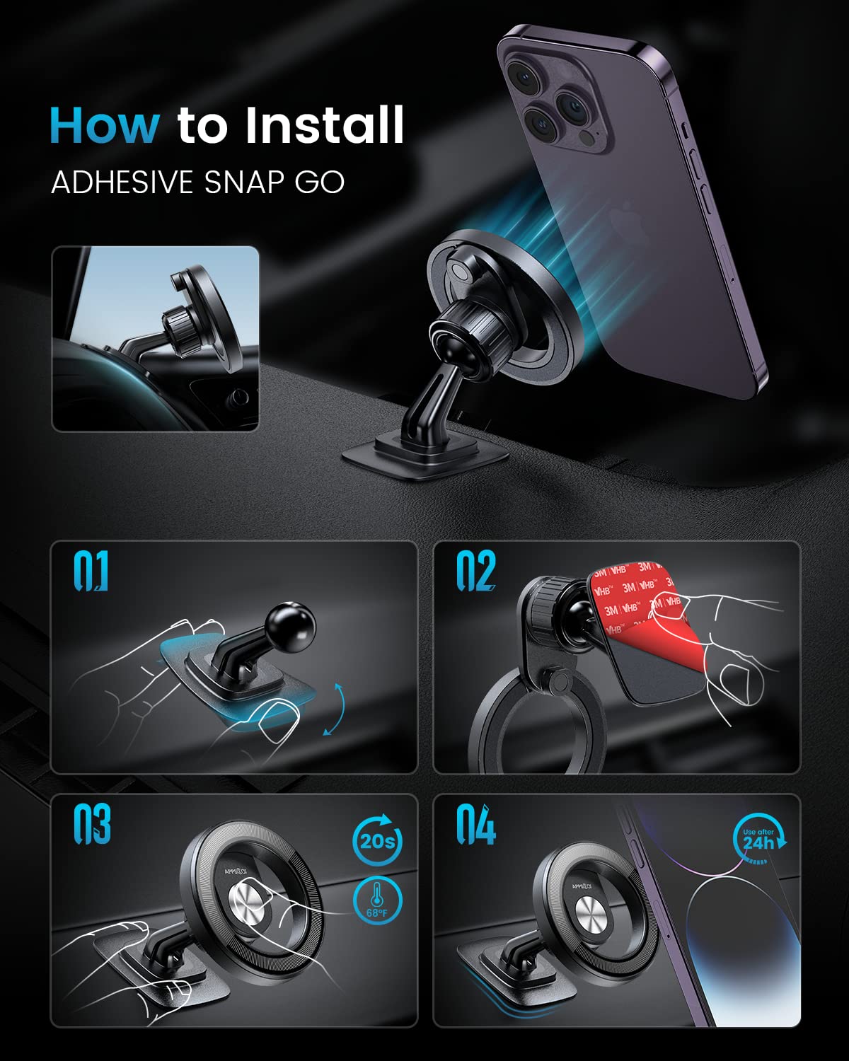 APPS2Car 2-Pack Compatible for Magsafe Phone Holder for Car - Designed for iPhone 17 16 15 14 13 12 Official Magsafe Case - View 6 of 7