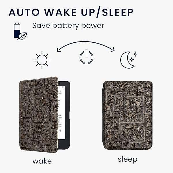 kwmobile KWMobile Case for Kobo Clara 2E & Tolino Shine 4 - Egyptian Figures Gold/Black eReader Cover - View 5 of 10