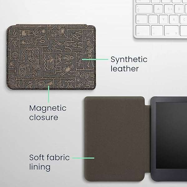 kwmobile KWMobile Case for Kobo Clara 2E & Tolino Shine 4 - Egyptian Figures Gold/Black eReader Cover - View 7 of 10
