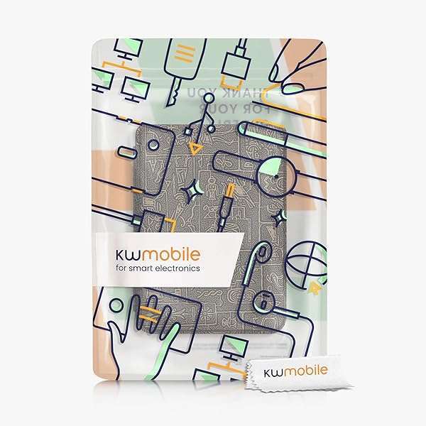 kwmobile KWMobile Case for Kobo Clara 2E & Tolino Shine 4 - Egyptian Figures Gold/Black eReader Cover - View 9 of 10