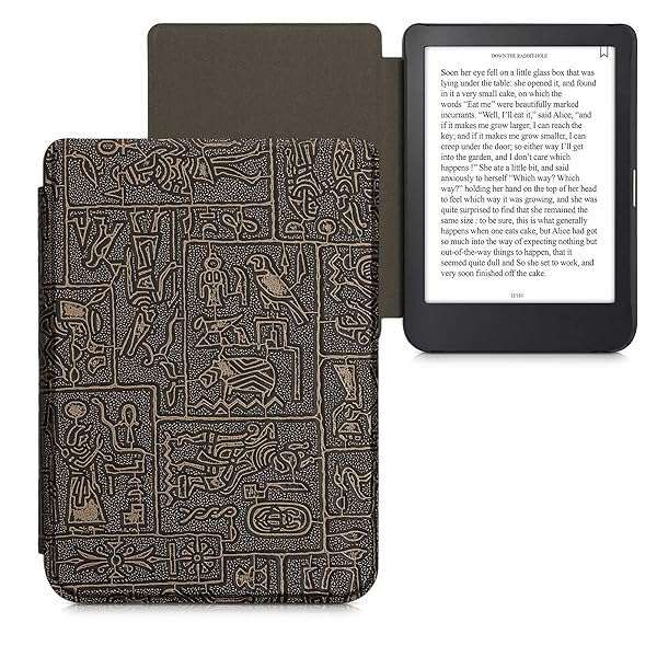 kwmobile KWMobile Case for Kobo Clara 2E & Tolino Shine 4 - Egyptian Figures Gold/Black eReader Cover - View 10 of 10