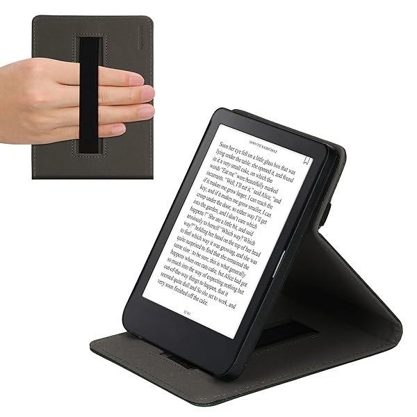 kwmobile KWMobile Dark Green Cover for Kobo Clara 2E & Tolino Shine 4 - Case with Strap & Stand - View 3 of 9