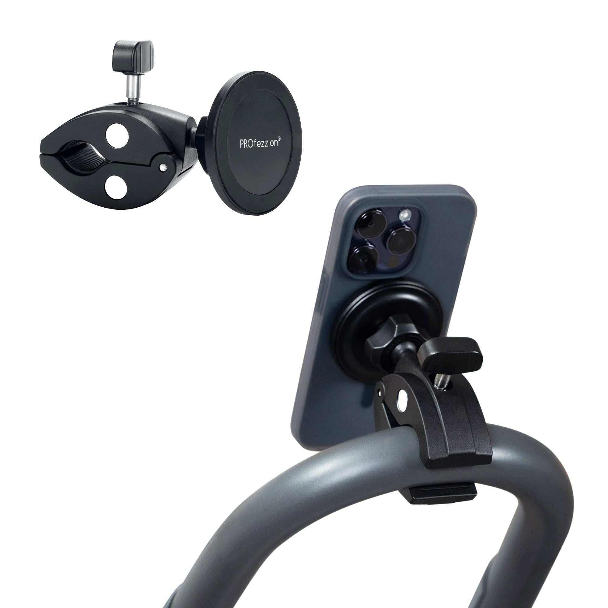 PROfezzion Magnetic Phone Holder Mount for Gym, Bike & Stroller - Compatible with iPhone 16/15/14/13/12 Pro Max & All Phones