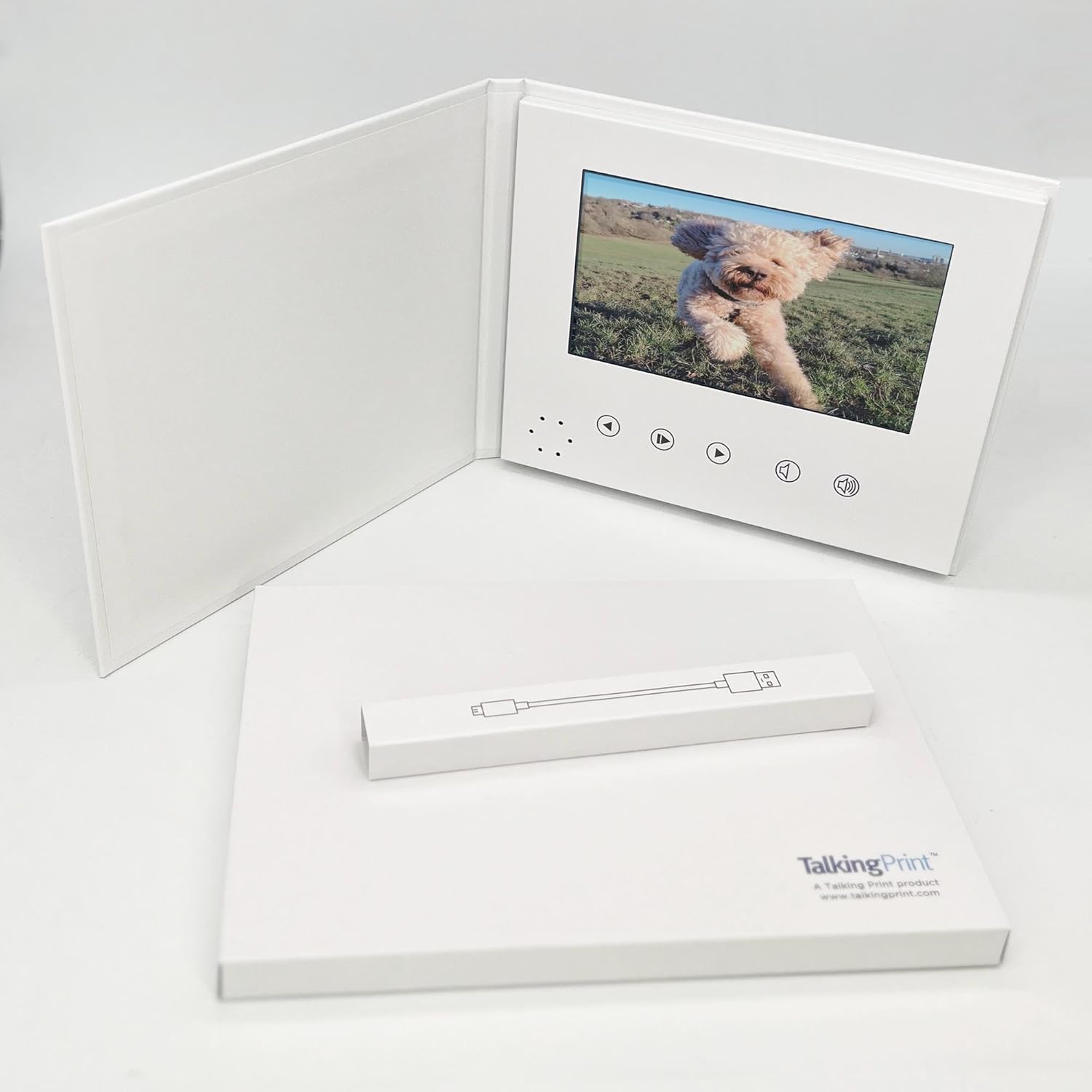 Talking Print Talking Print 7 Inch IPS HD Video Memory Book A5 Hard Back Digital Photo Frame Upload Your Video and Images 4GB Storage Silver Foil Cover - View 2 of 8