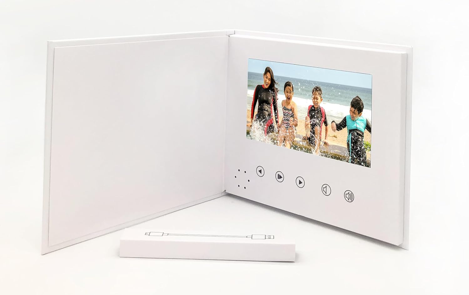 Talking Print Talking Print 7 Inch IPS HD Video Memory Book A5 Hard Back Digital Photo Frame Upload Your Video and Images 4GB Storage Silver Foil Cover - View 3 of 8