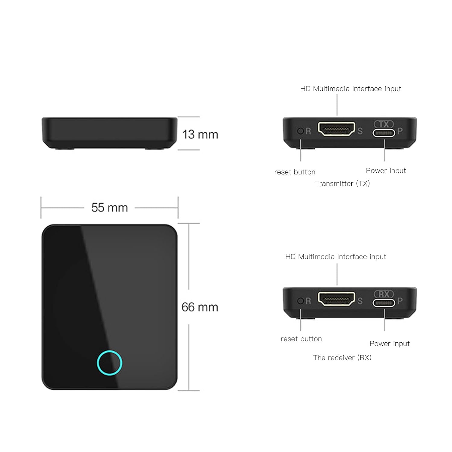 ASHATA PAT810 HDMI and Receiver System 1080P 4K HD Video Transmitter Receiver 150Mbps HDMI 3D Video Extender for AV 98.4ft Range - View 7 of 9