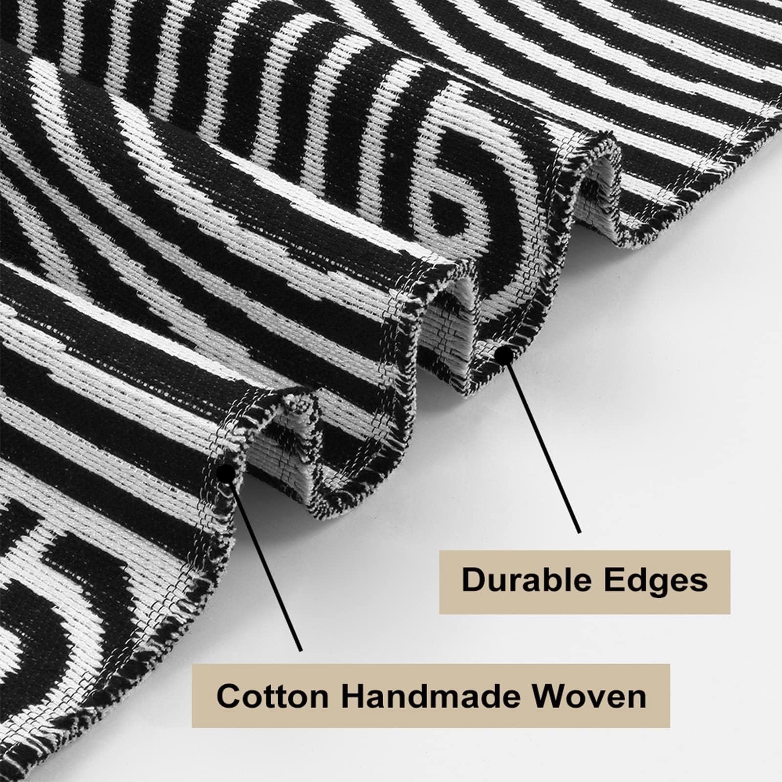 Tiffasea Tiffasea Kitchen Rugs 2.6x8 Machine Washable Runner Large Laundry Room Extra Long Hallway Cotton Woven Black White Outdoor Carpet - View 2 of 9