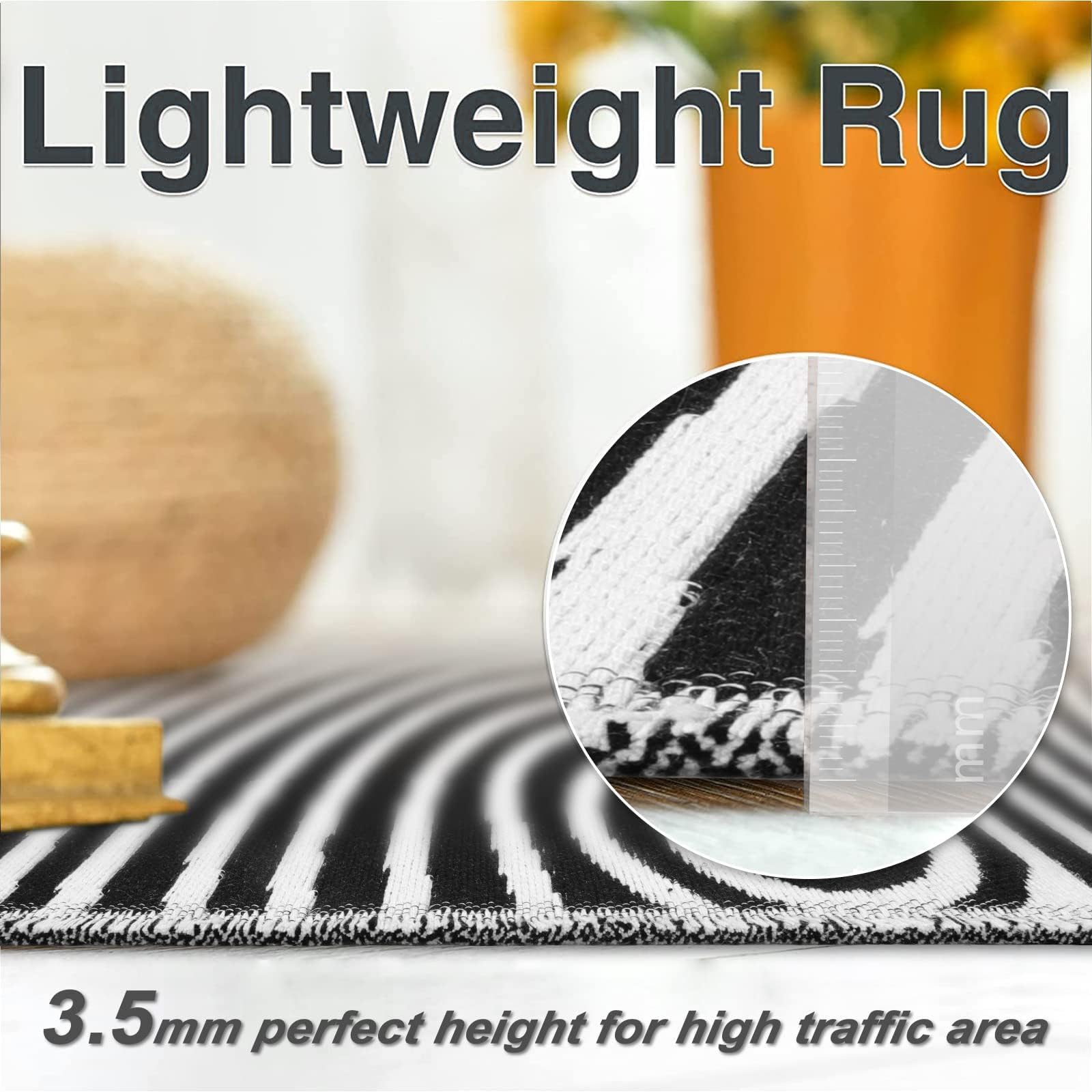 Tiffasea Tiffasea Kitchen Rugs 2.6x8 Machine Washable Runner Large Laundry Room Extra Long Hallway Cotton Woven Black White Outdoor Carpet - View 6 of 9