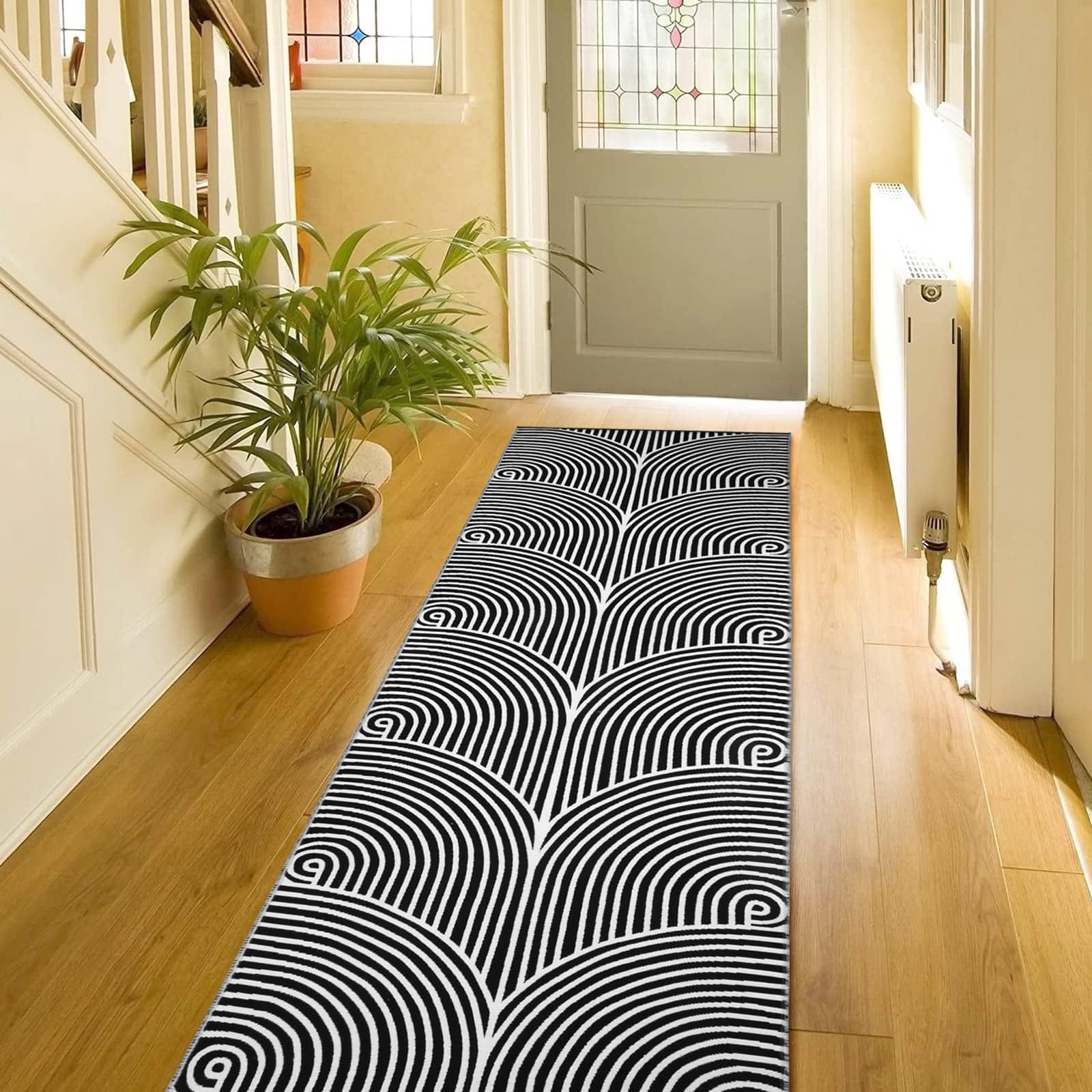 Tiffasea Tiffasea Kitchen Rugs 2.6x8 Machine Washable Runner Large Laundry Room Extra Long Hallway Cotton Woven Black White Outdoor Carpet - View 7 of 9