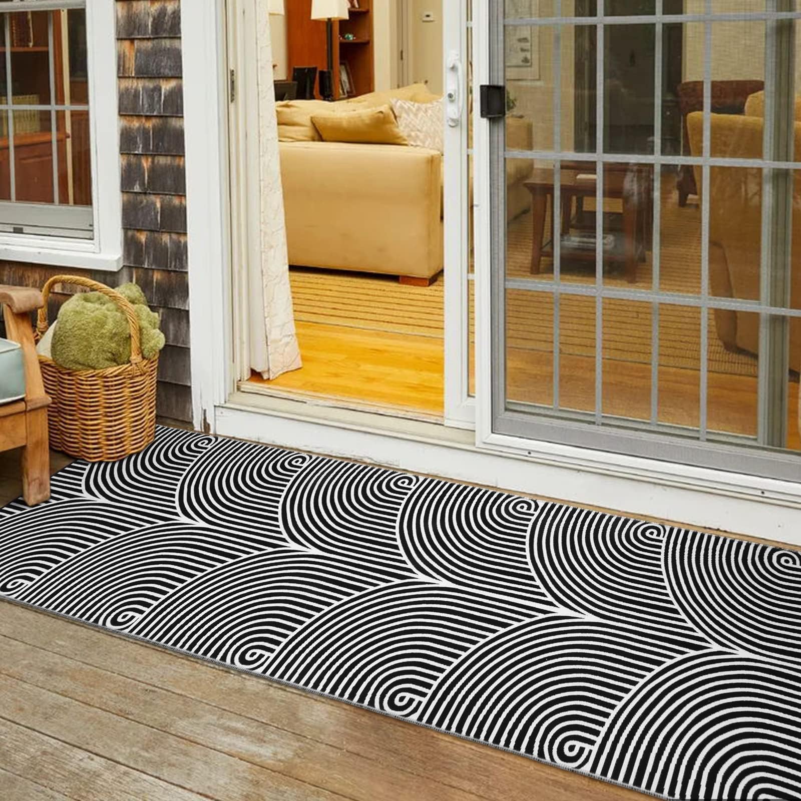 Tiffasea Tiffasea Kitchen Rugs 2.6x8 Machine Washable Runner Large Laundry Room Extra Long Hallway Cotton Woven Black White Outdoor Carpet - View 8 of 9