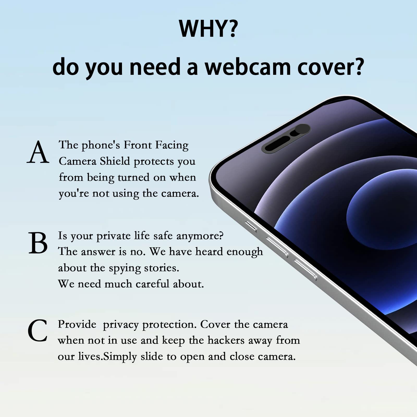 MakLuen MakLuen Phone Camera Cover for iPhone 14 Pro and Pro Max Privacy Protection Black - View 2 of 7