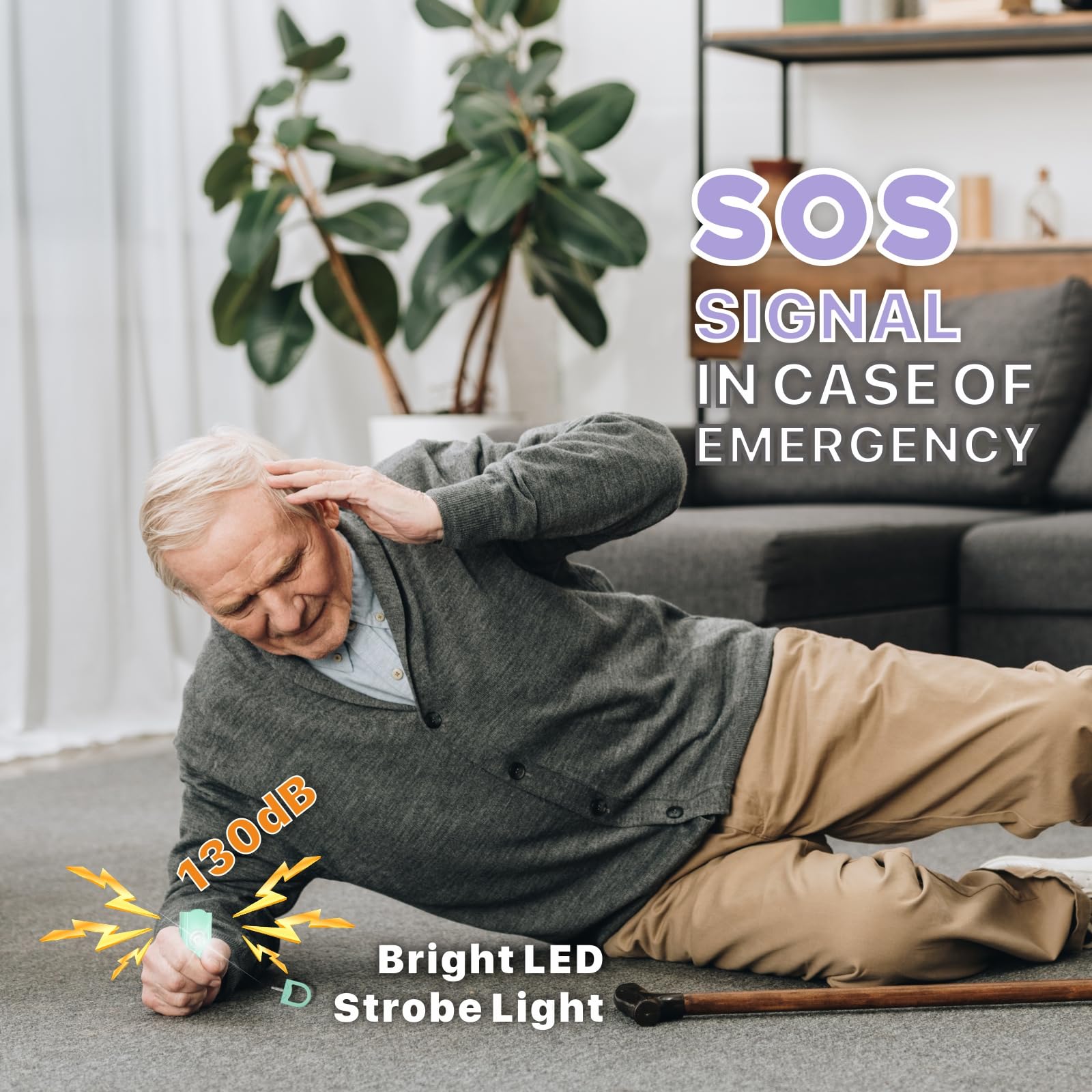 VIGOROAD Safe Sound Personal Alarm 2 Pack 130 dB Loud Siren Emergency Security Keychain with Strobe LED Light for Women Men Children Elderly - View 3 of 7