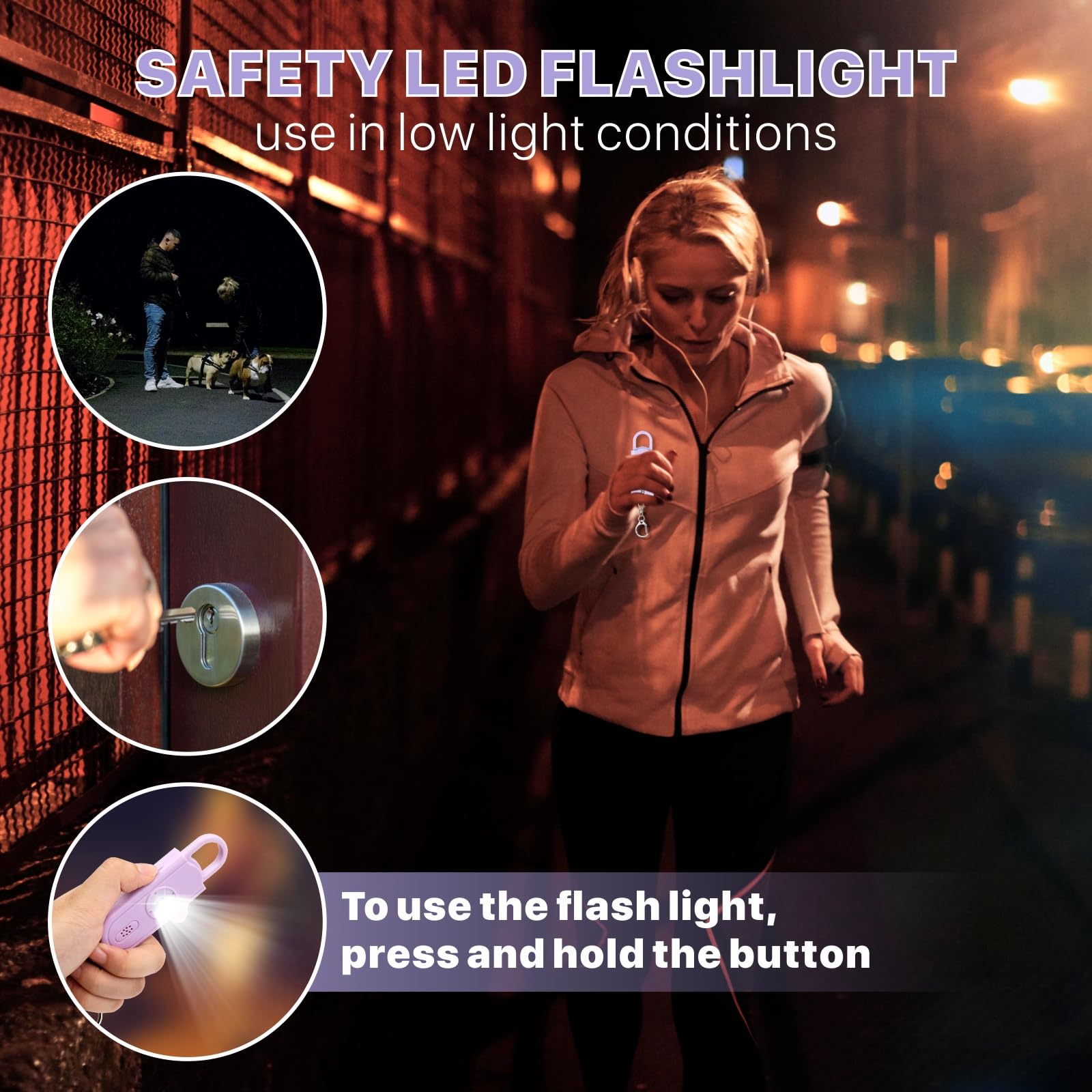 VIGOROAD Safe Sound Personal Alarm 2 Pack 130 dB Loud Siren Emergency Security Keychain with Strobe LED Light for Women Men Children Elderly - View 4 of 7