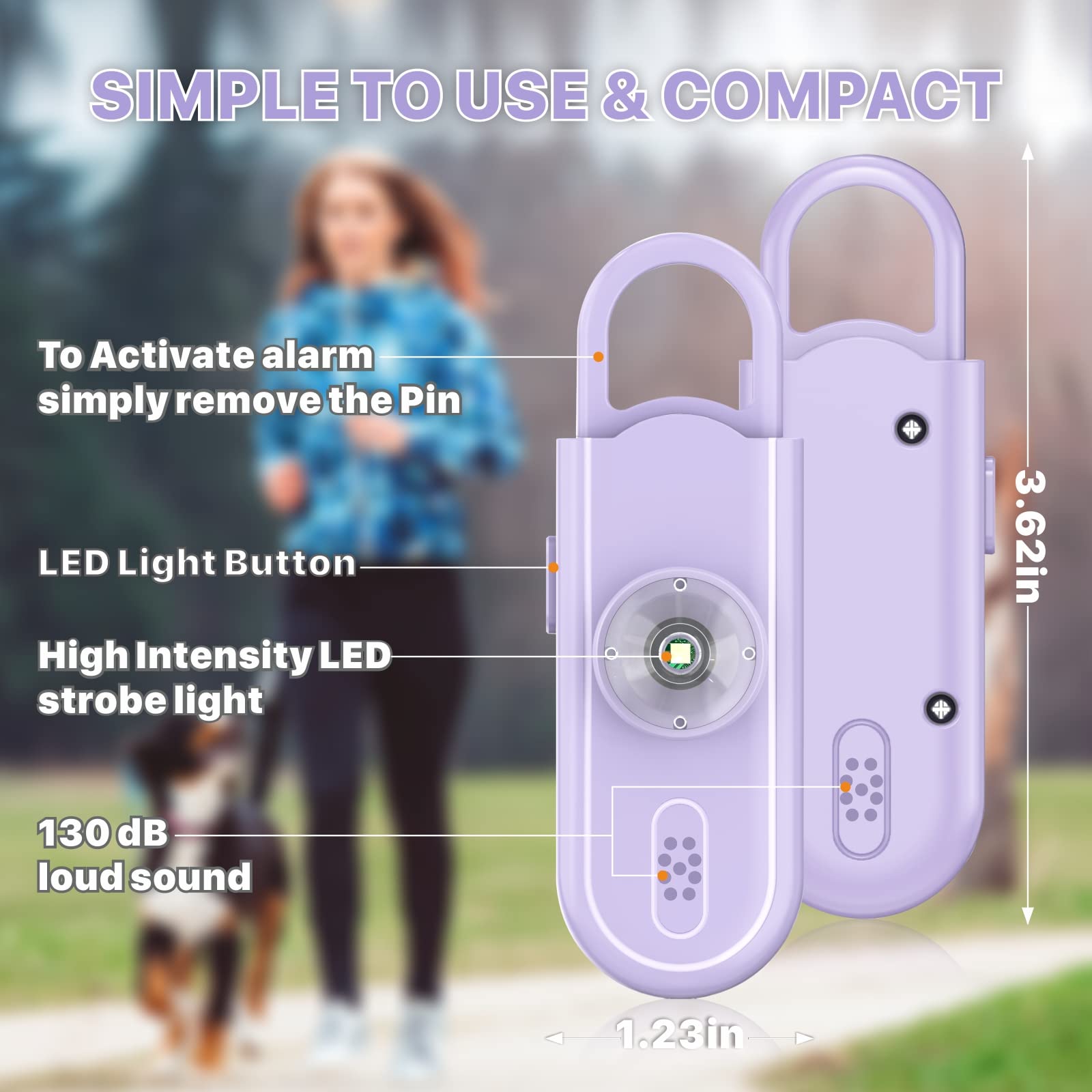 VIGOROAD Safe Sound Personal Alarm 2 Pack 130 dB Loud Siren Emergency Security Keychain with Strobe LED Light for Women Men Children Elderly - View 5 of 7