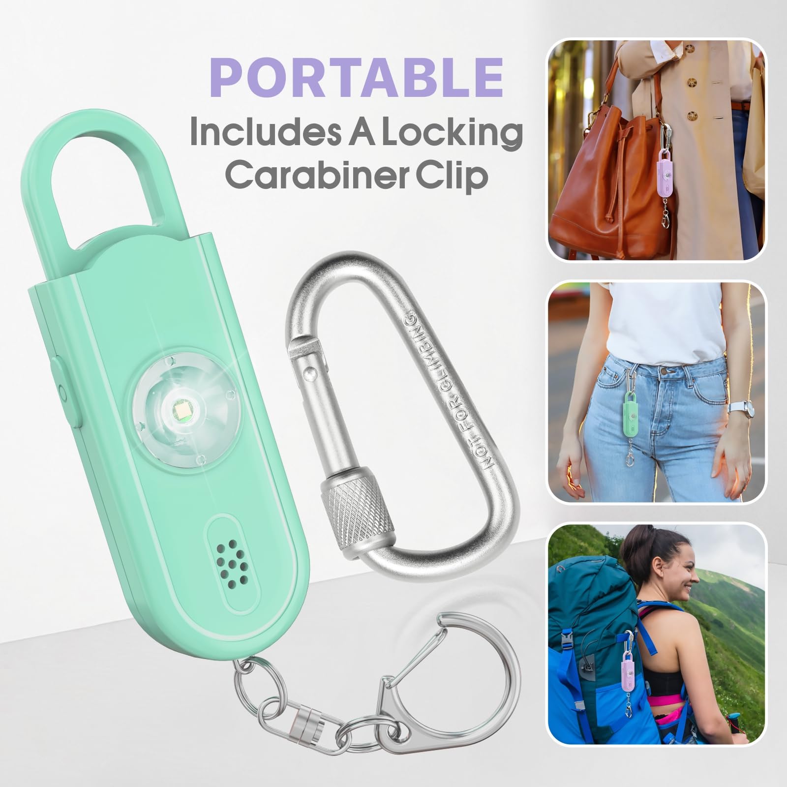 VIGOROAD Safe Sound Personal Alarm 2 Pack 130 dB Loud Siren Emergency Security Keychain with Strobe LED Light for Women Men Children Elderly - View 6 of 7