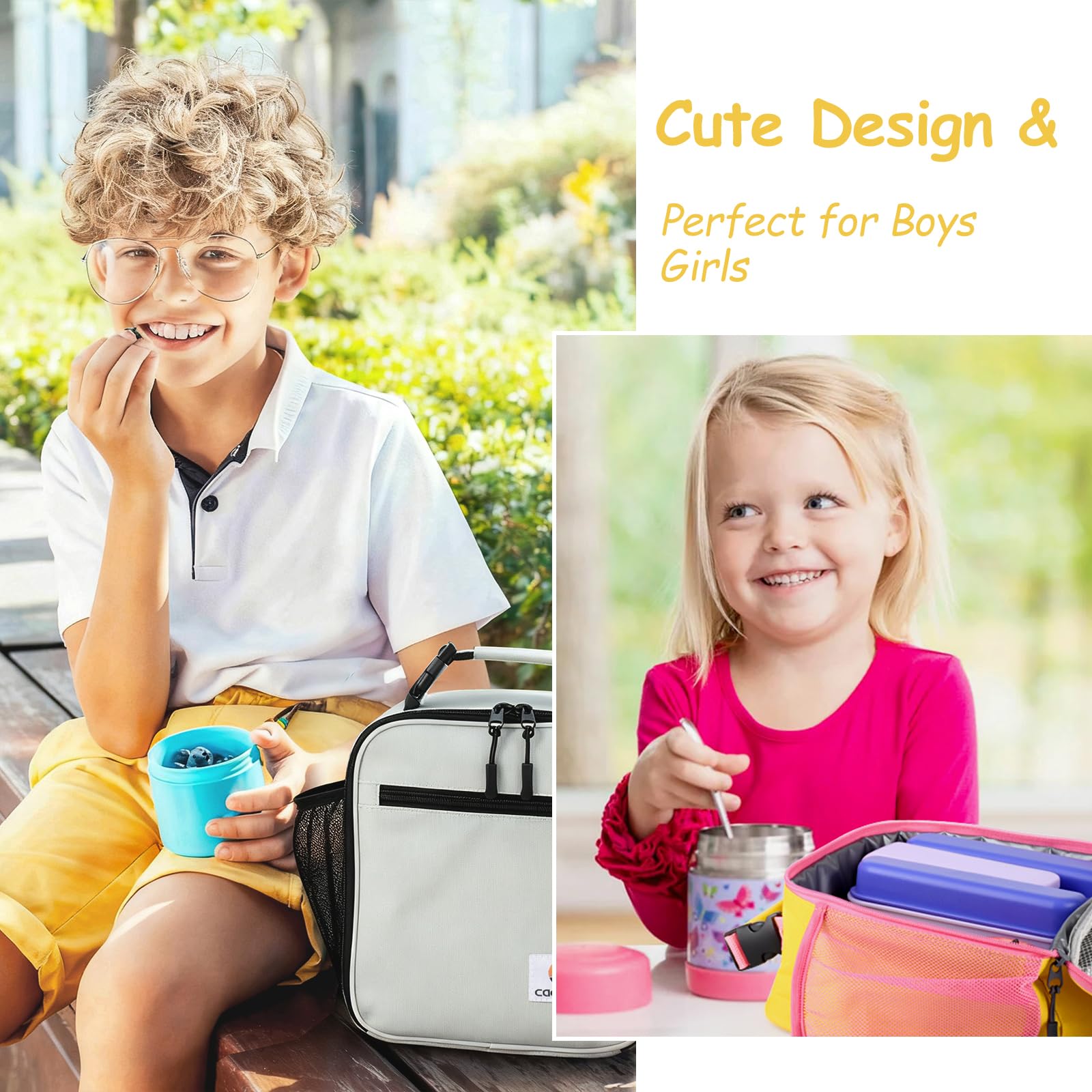 CaCTOUR CaCTOUR Kids Lunch Box Premium Insulated Soft Bag Mini Cooler for School Work Picnic Blue - View 2 of 6